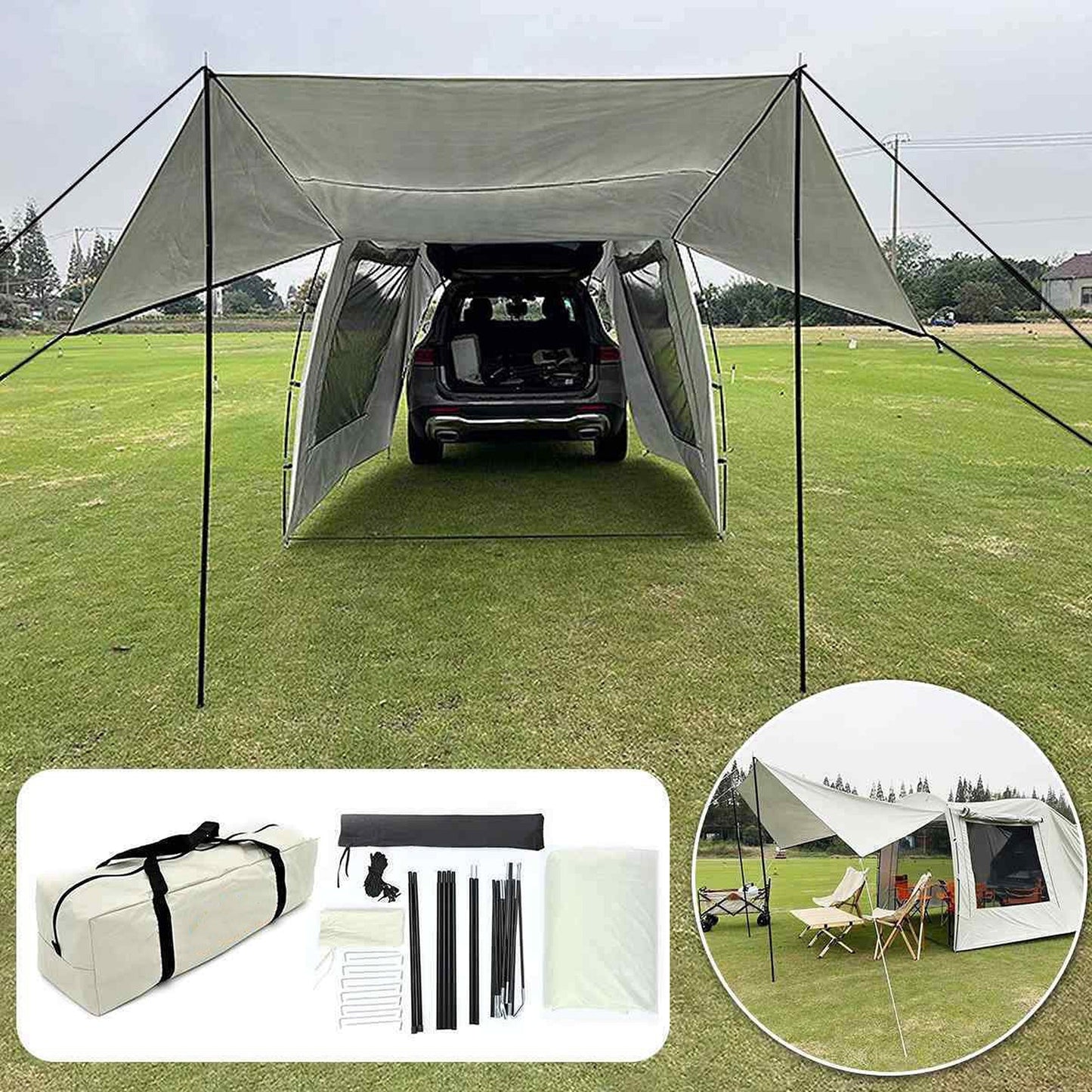 SUV Camping Tent Waterproof Rear Car Trunk Tent for 3-4 People