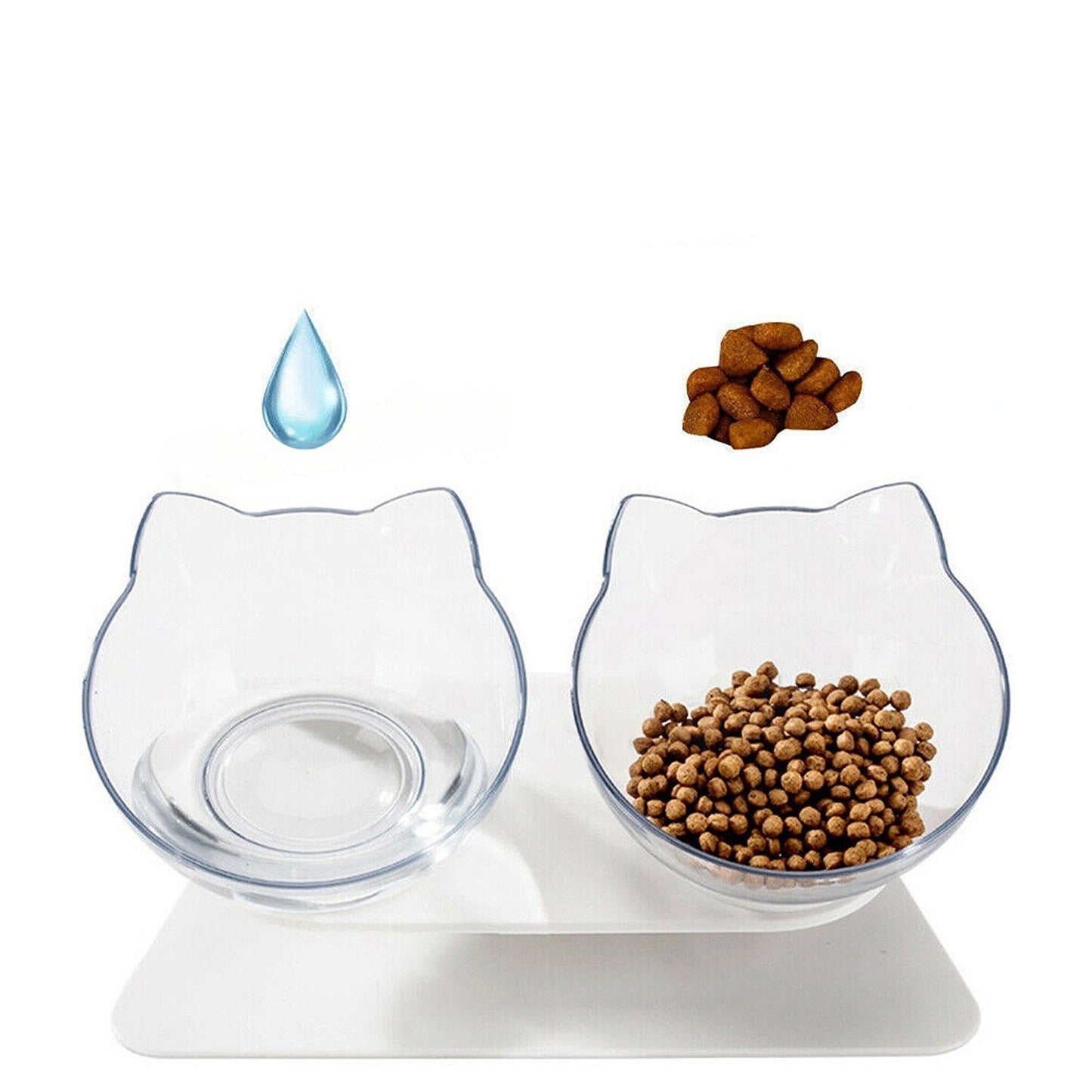 Elevated Double Cat Bowls Raised Pet Food Water Stand