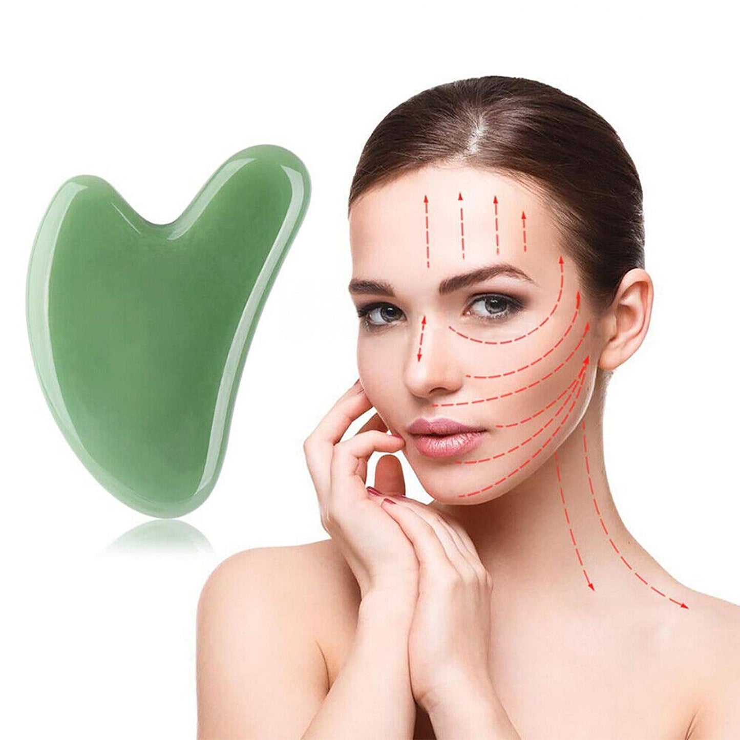 Jade Facial Gua Sha Board Natural Guasha Massager Tool Set