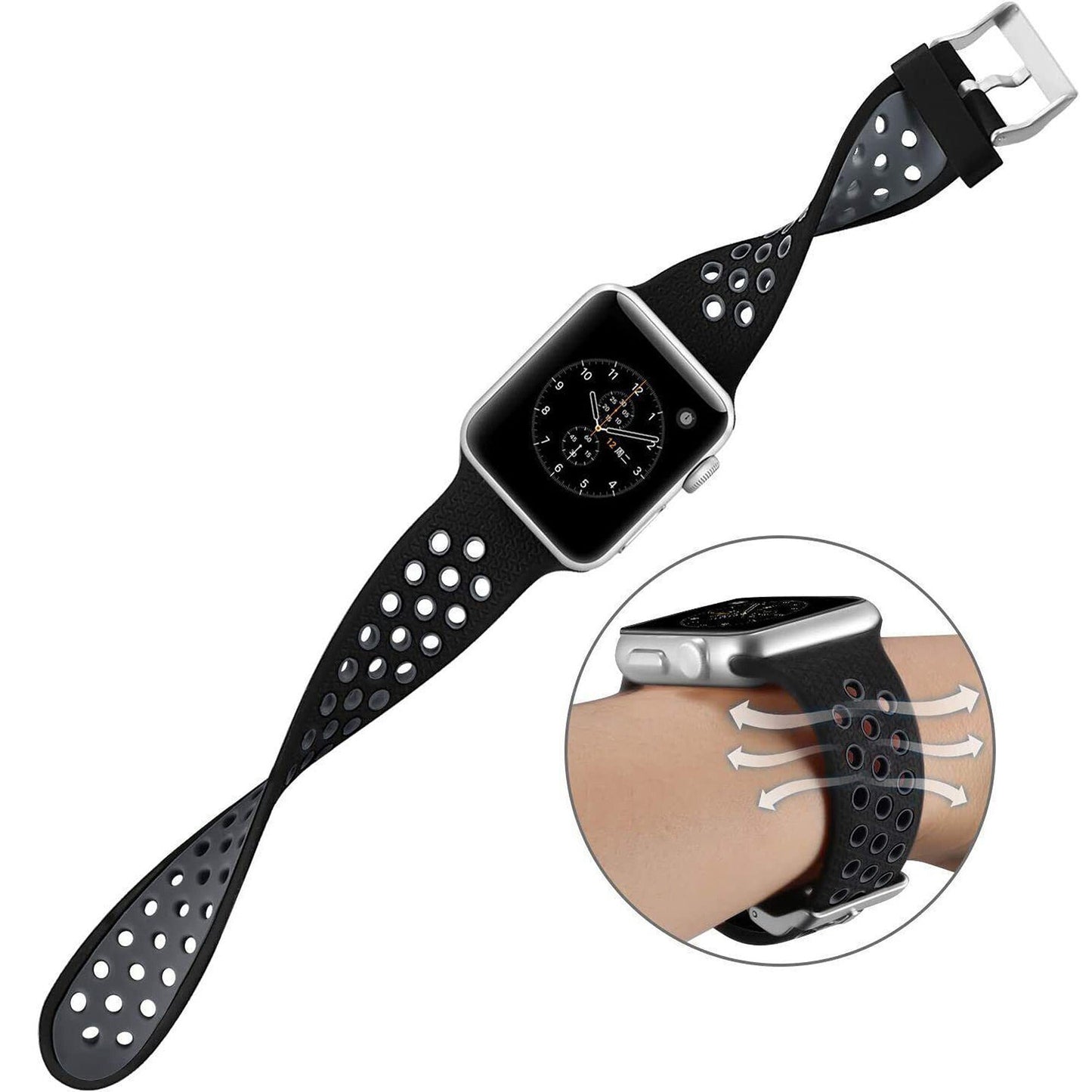 Black White For iWatch Watch Band Series 9 SE Ultra 8 7 6 5 4 Strap 38 40 41 42 44 45 4