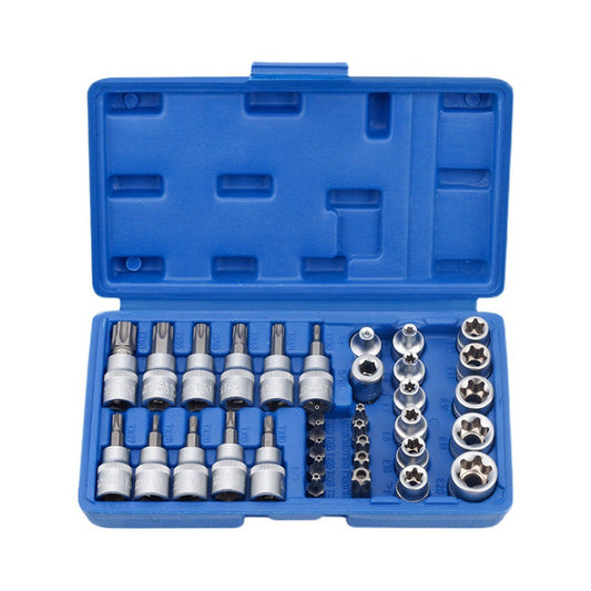 34-Piece Drive Star and E Torx Bit Socket Set for Mechanics