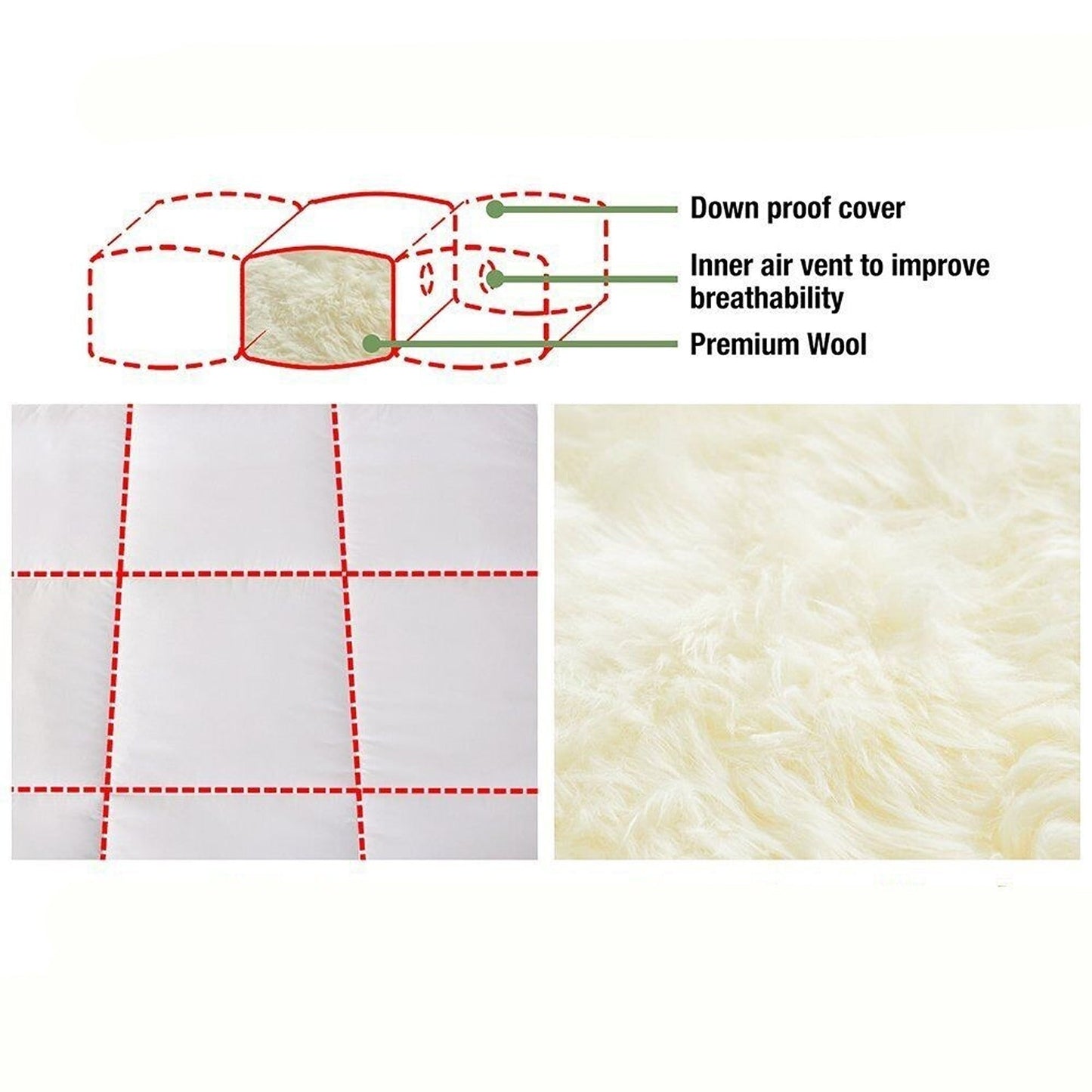 350GSM Summer Winter Machine Washable Wool Quilt Single to King