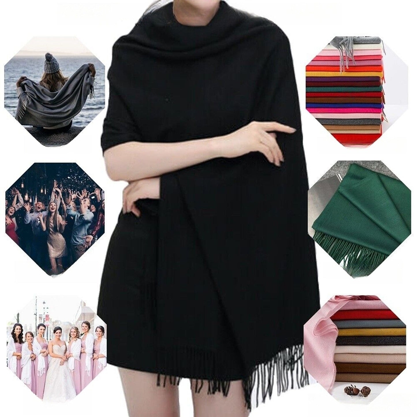 Women Oversized Cashmere Pashmina for Winter Soft Head Wrap Cloak