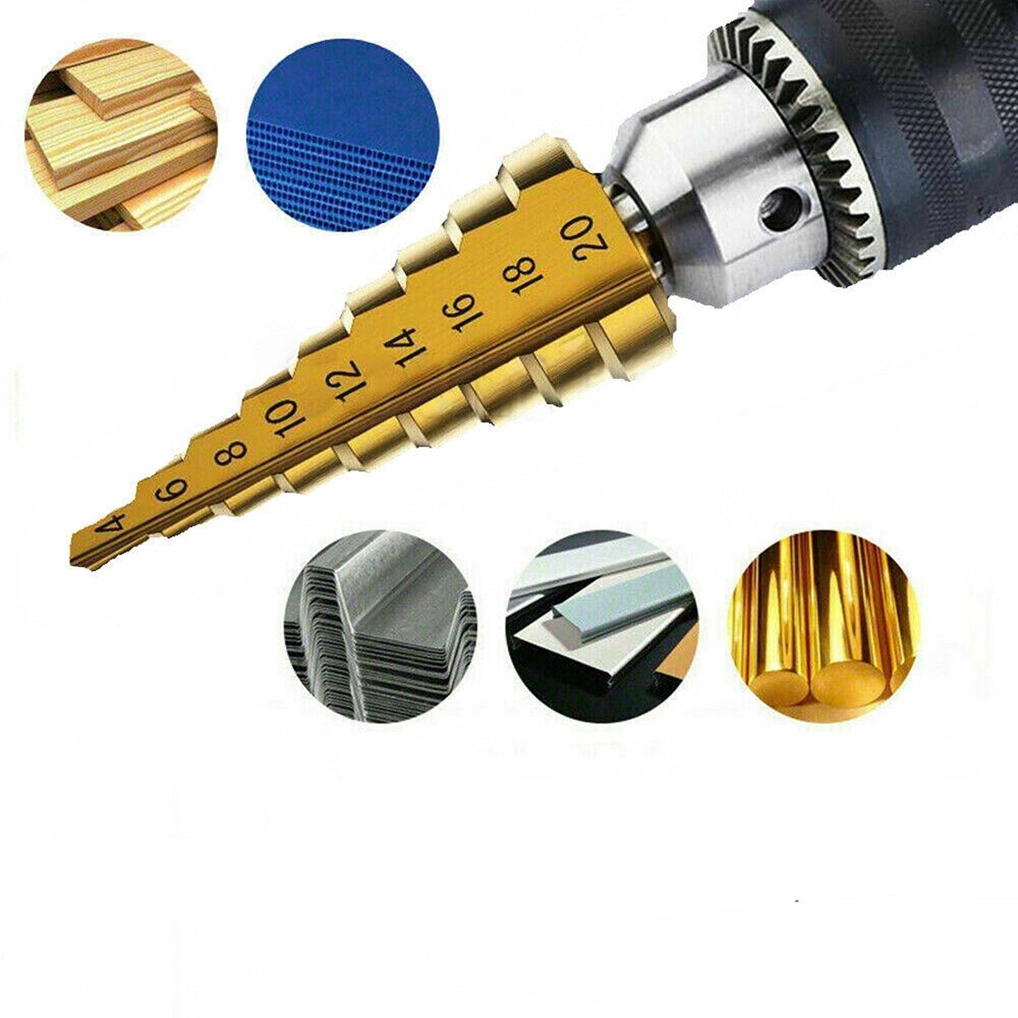 3pcs Titanium Steel Large Step Drill Bit Cone Hole Cutter Set