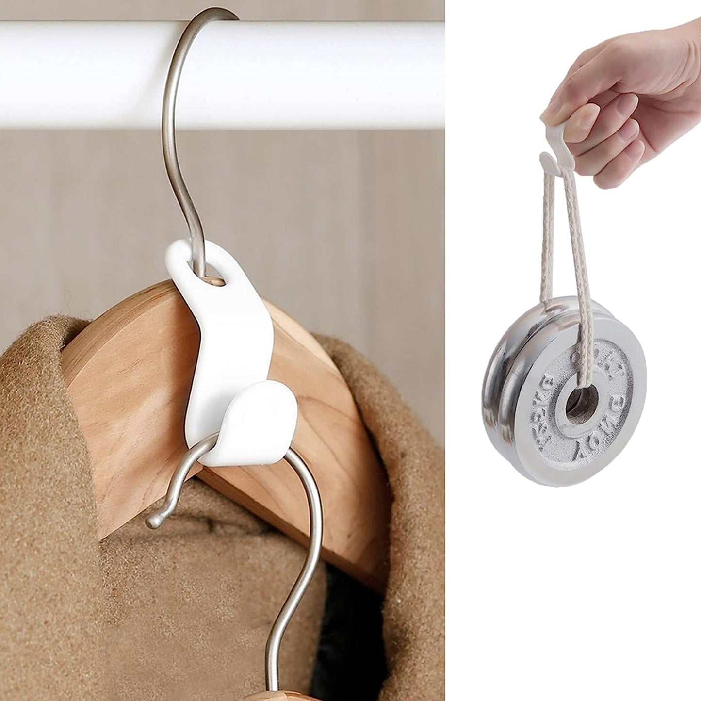 Space-Saving Clothes Organizer Cascading Hanger Connector Hooks