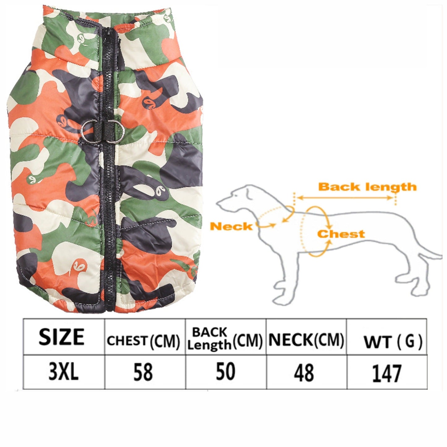Winter Coat for Large Dogs Waterproof Padded Pet Clothes Windbreaker Vest