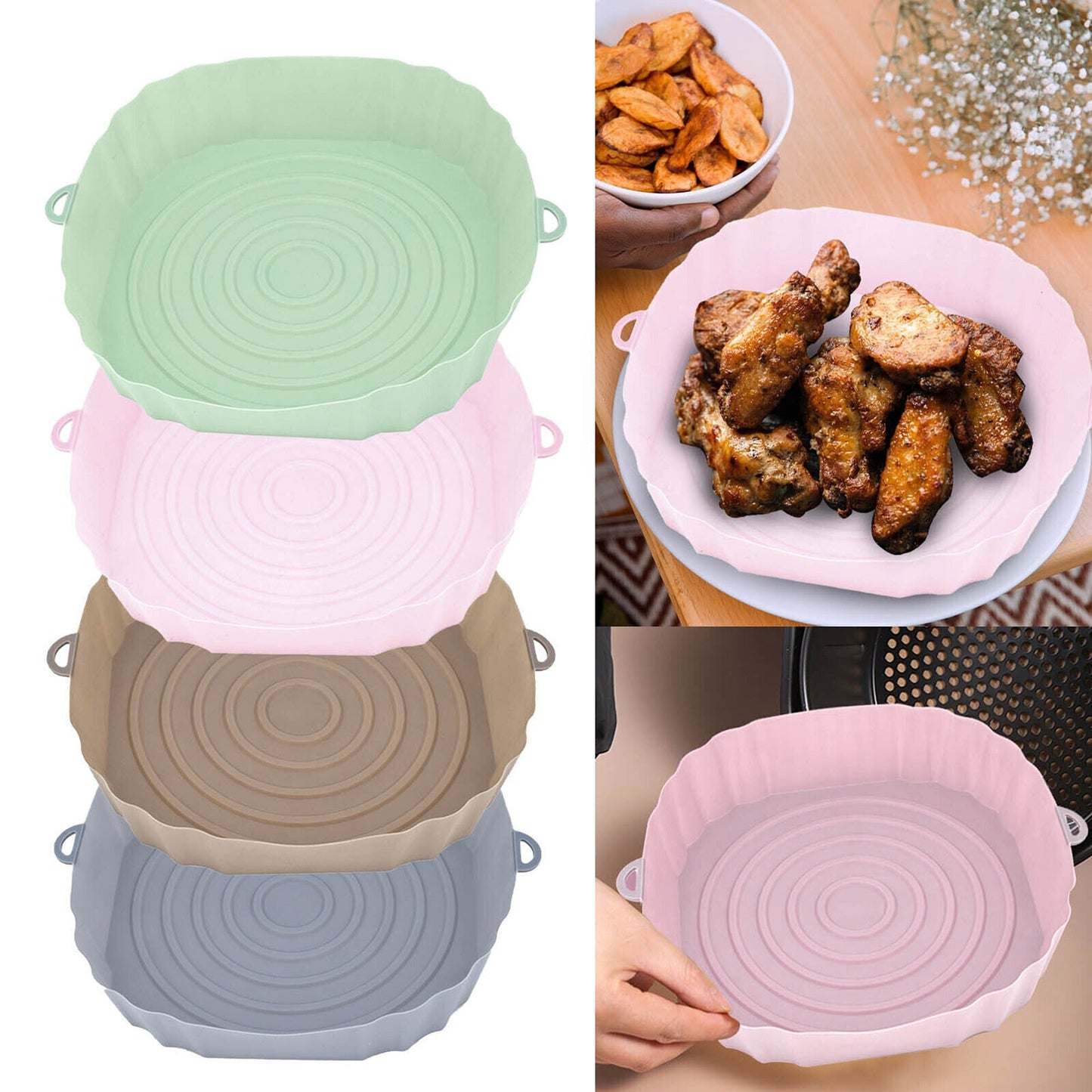 Non-Stick Reusable Air Fryer Silicone Pot and Baking Tray