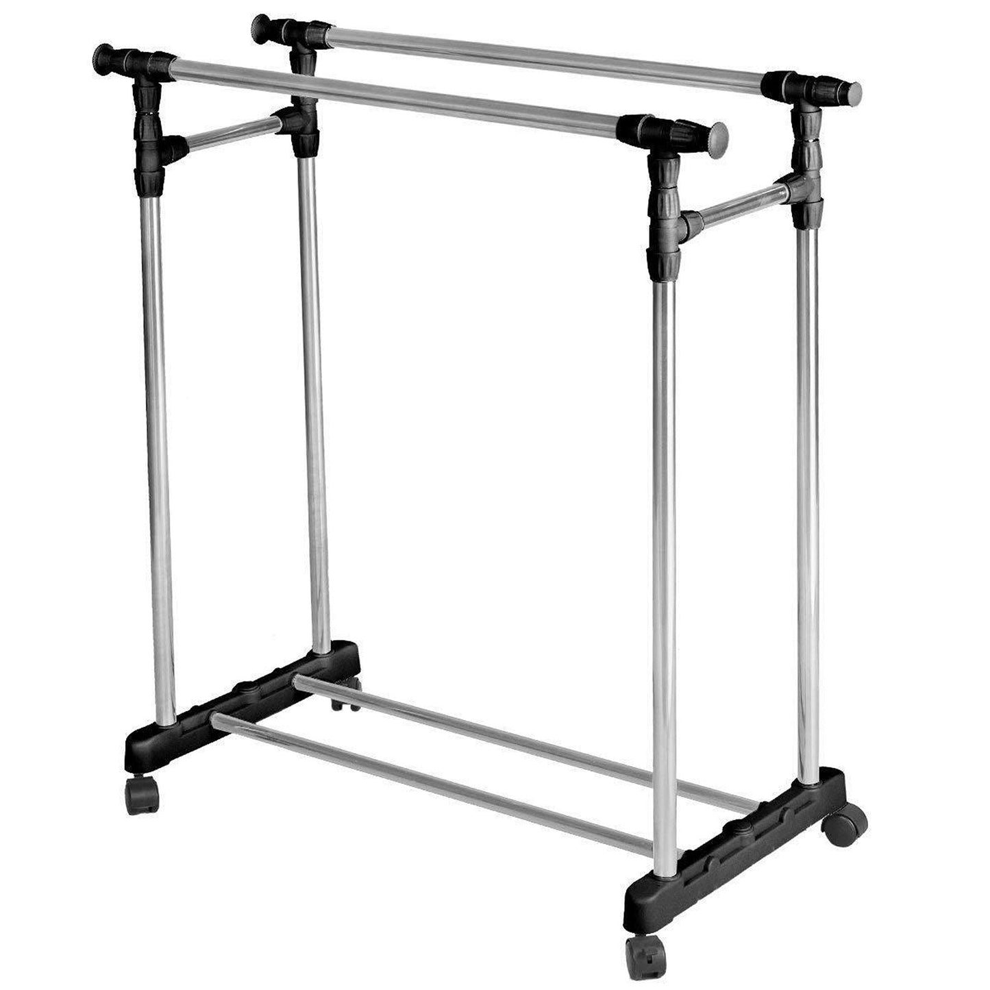 Adjustable Double Stainless Clothes Rack Garment Cloth Hanger with Holder