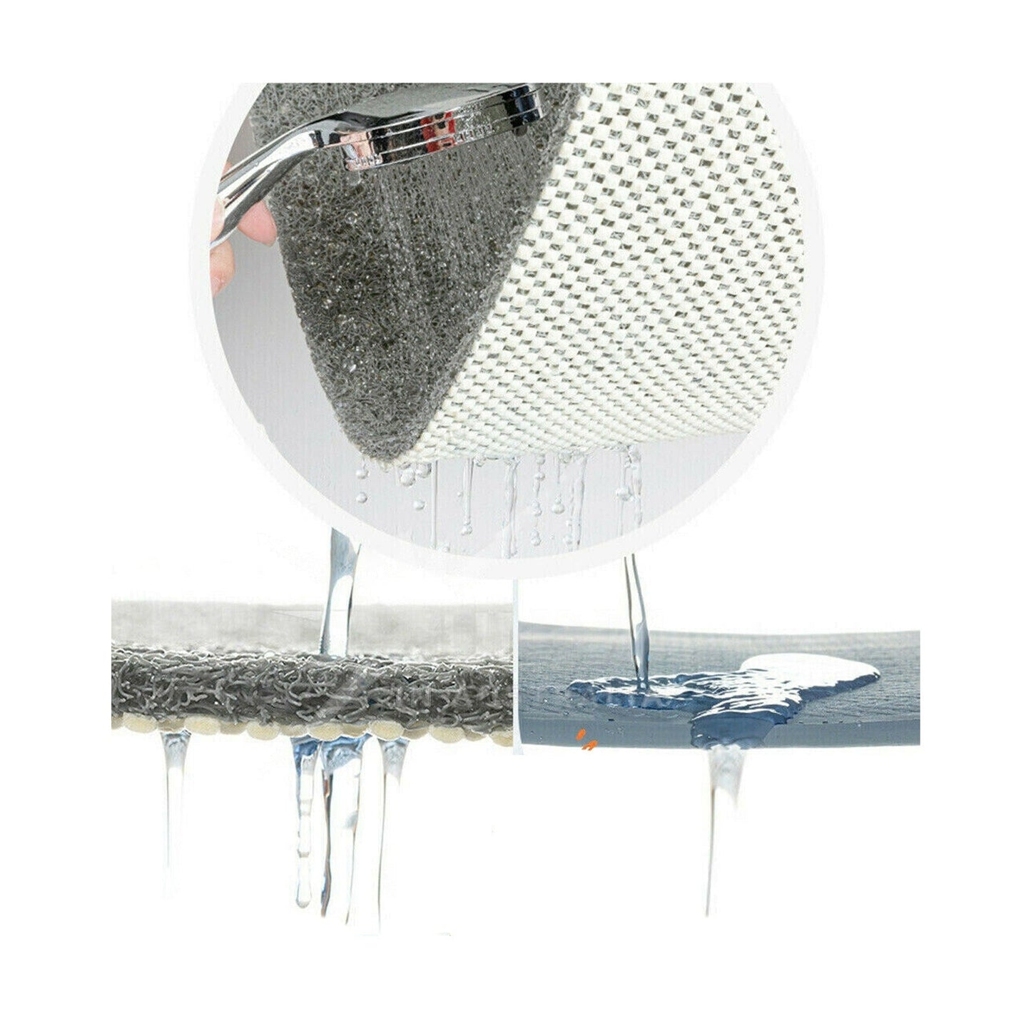 Grey Anti Slip Bath Mat Bathroom Shower Carpet with Drain