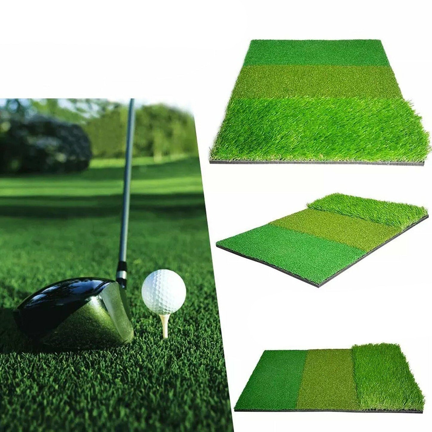 3-in-1 Golf Practice Mat for Outdoor or Indoor Training with Hitting Pad