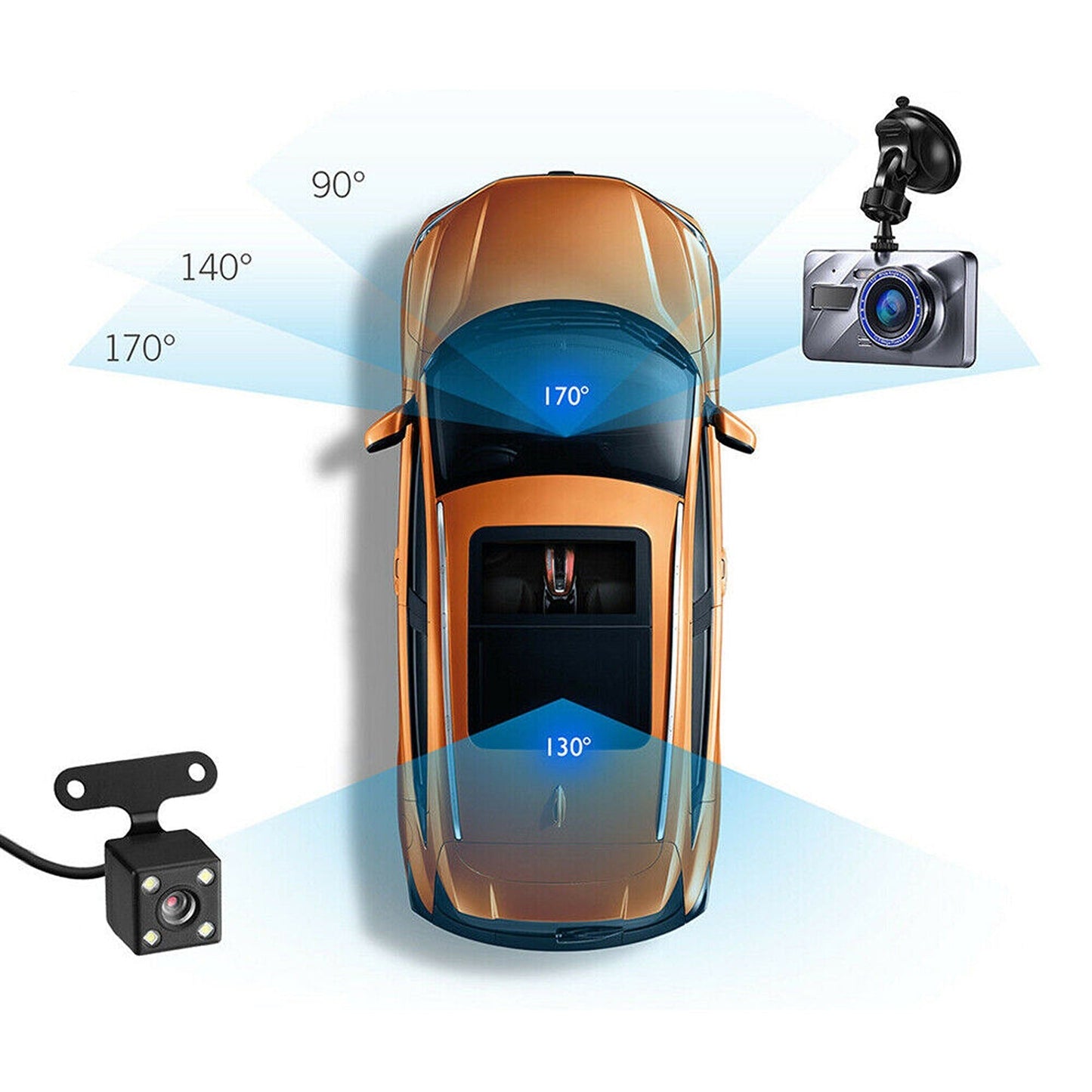4in Screen Dual Lens 1080P HD Car DVR Dash Camera