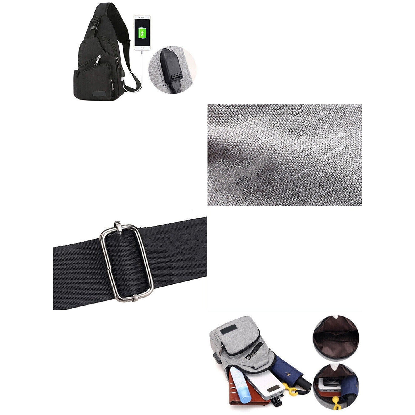 Men Crossbody Sling Chest Bag with Shoulder Strap