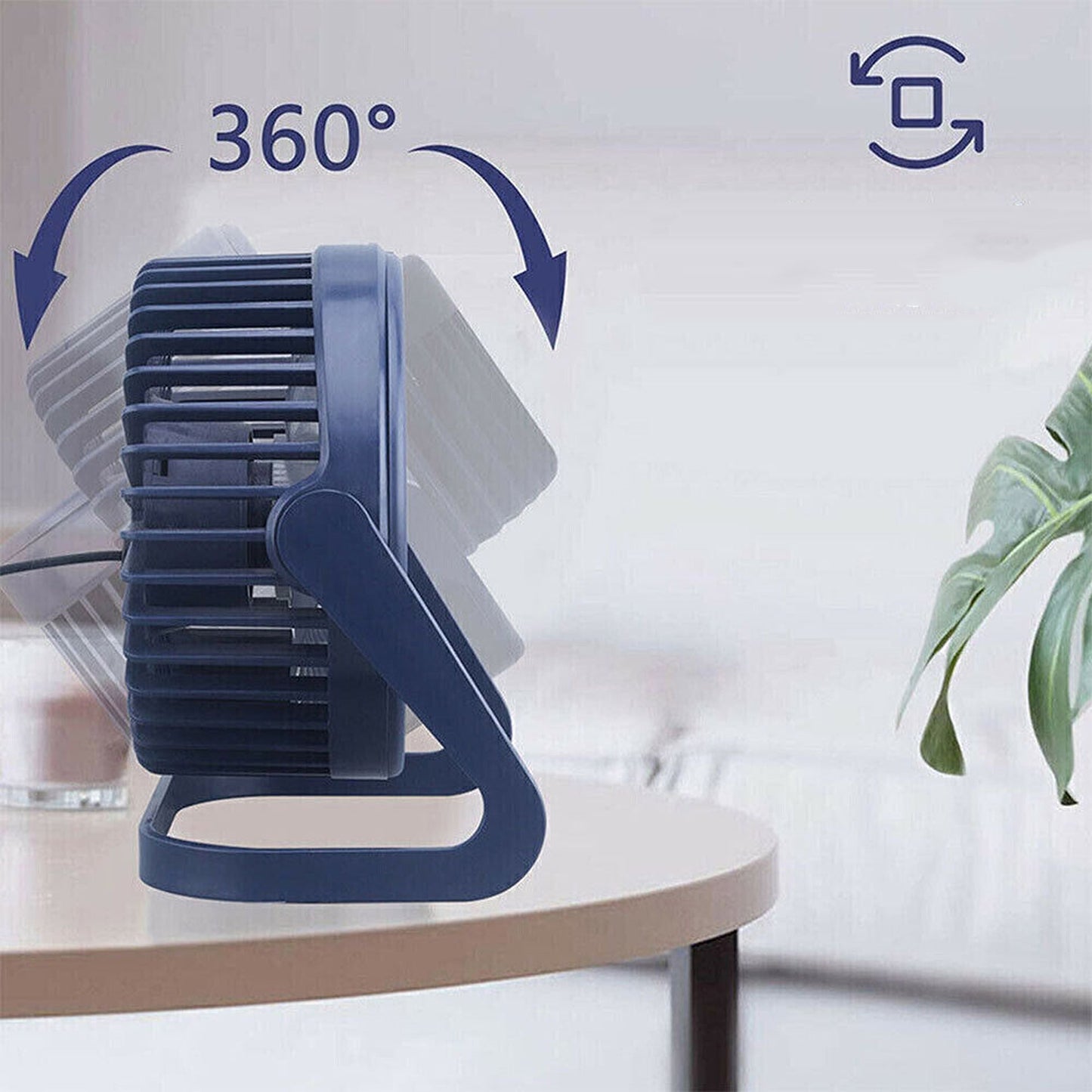 Blue Compact USB Powered Desk Fan Quiet Personal Cooler for Tabletop Use