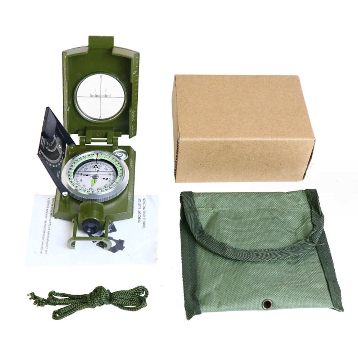 Outdoor Army Metal Sighting Clinometer Compass for Hiking and Survival