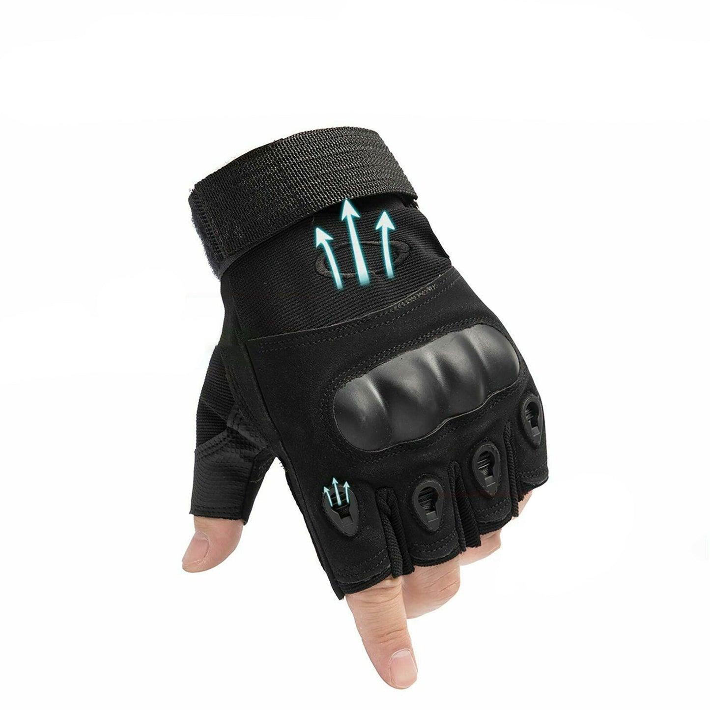 Black Tactical Fingerless Sport Gloves Leather Motorcycle Combat Outdoor
