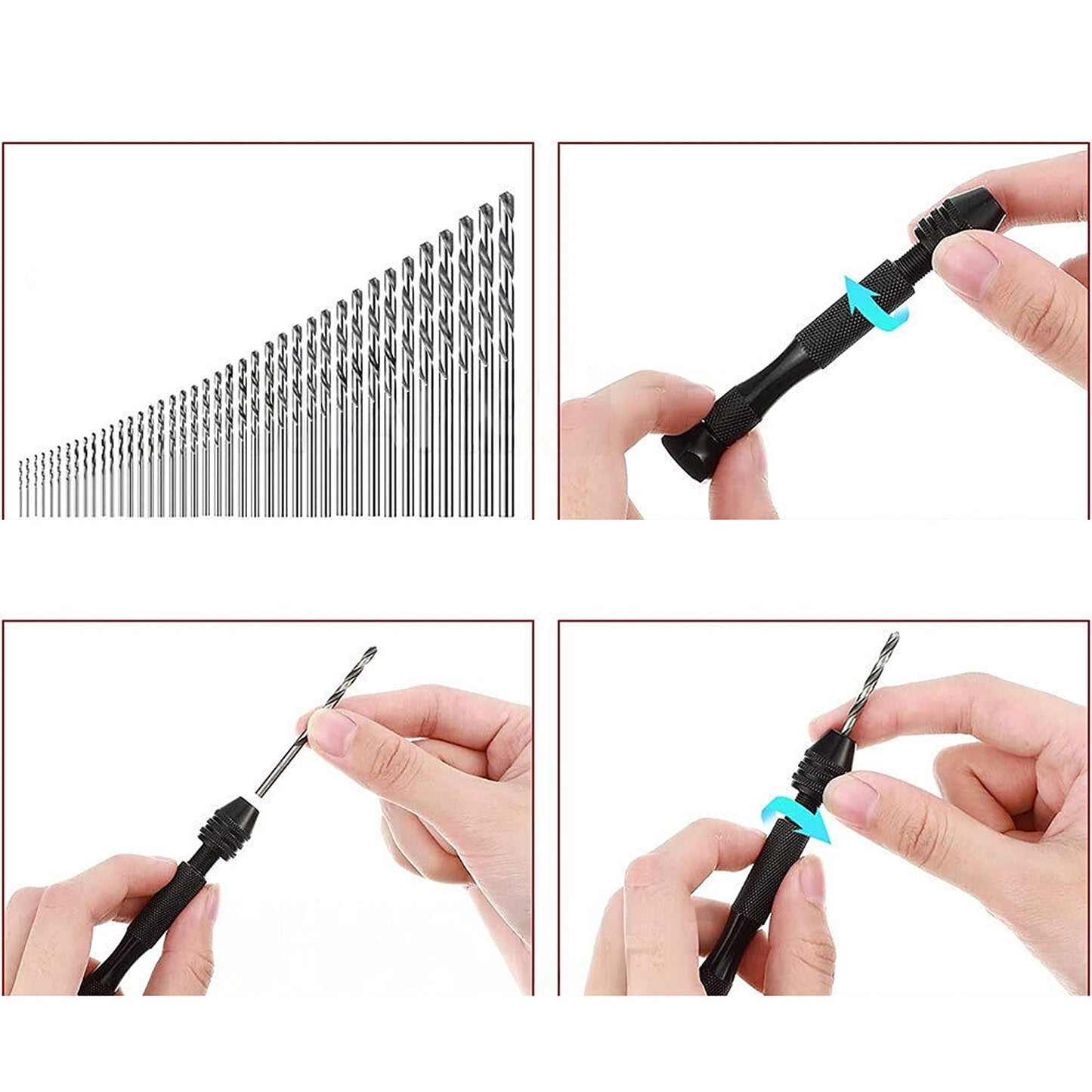 49pcs Precision Mini Hand Drill Set Twist Bits for DIY Woodworking
