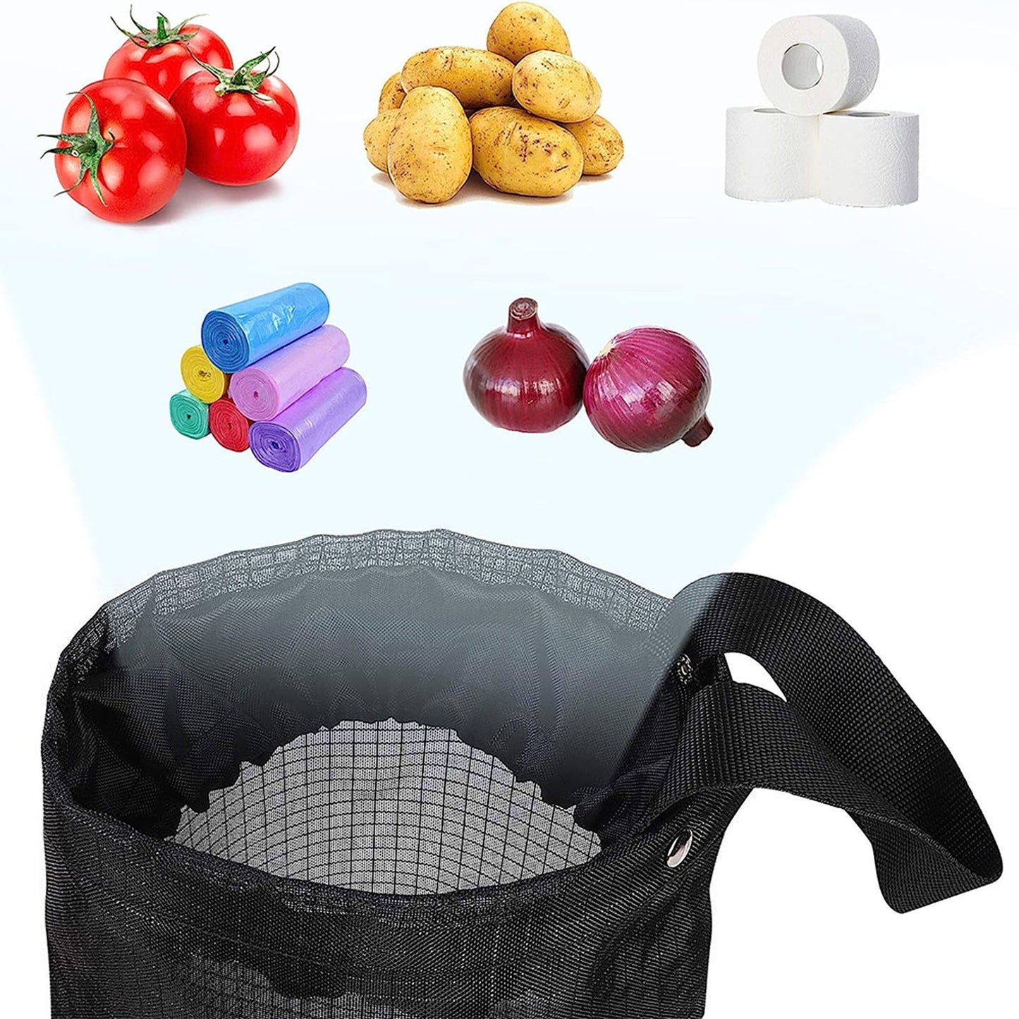 2pcs Hanging Mesh Storage for Carrier Bags Garbage Bag Dispenser