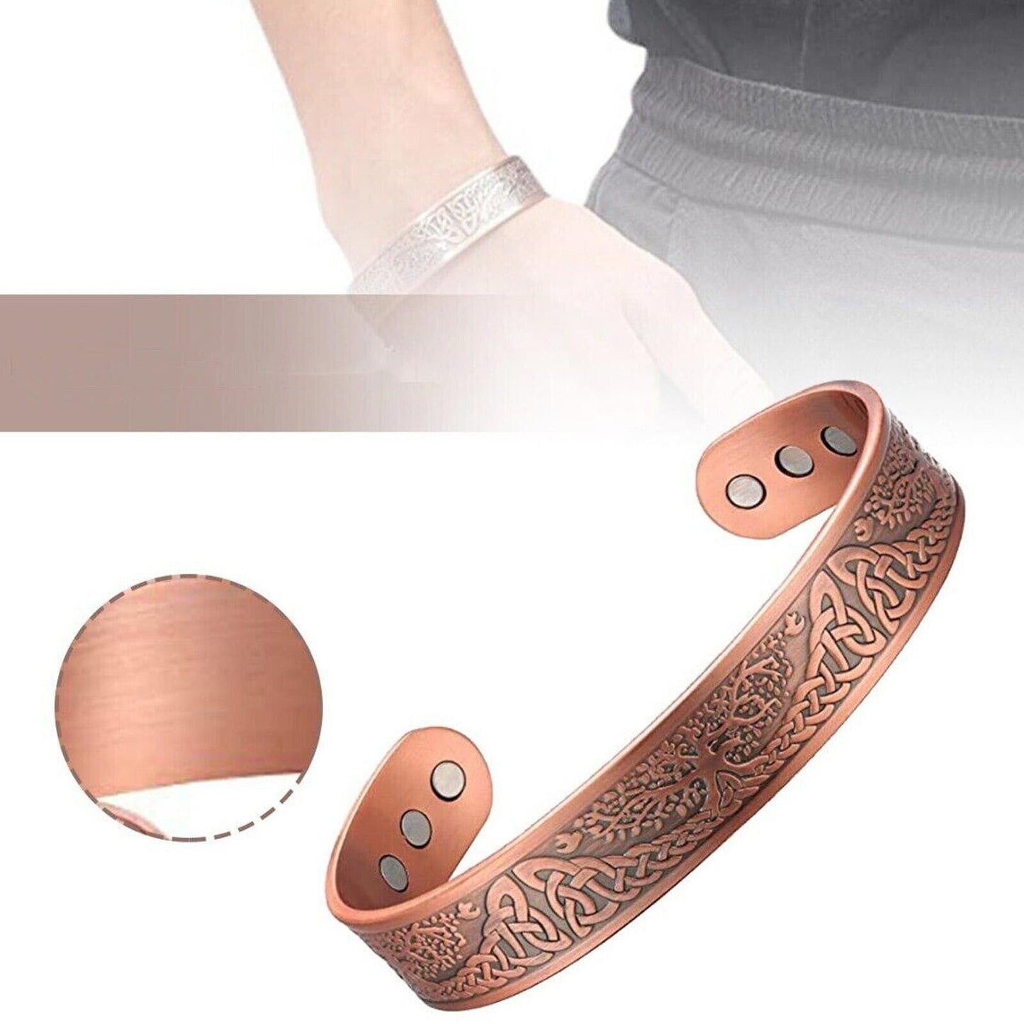 Magnetic Copper Bracelet for Arthritis Pain Relief Therapy Cuff