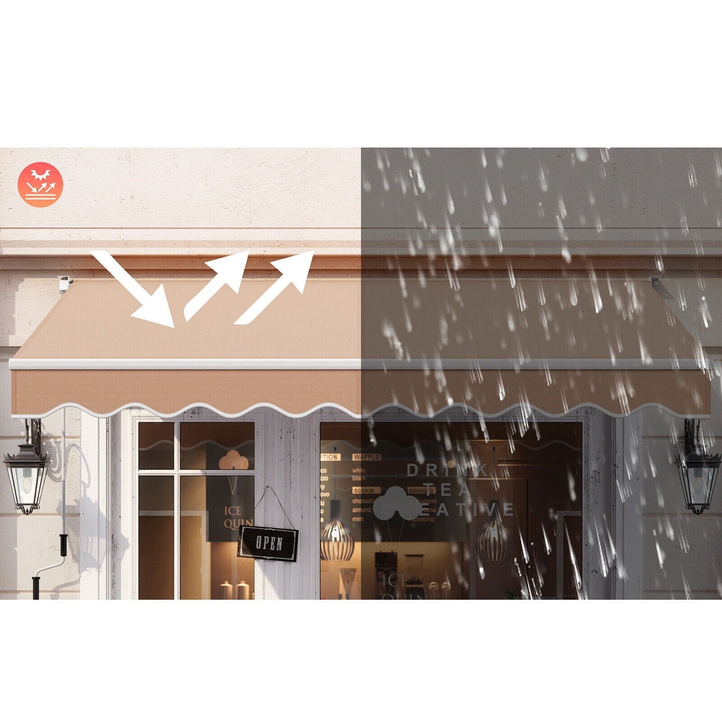 Manual Outdoor Sunshade Canopy Awning with Retractable Folding Arm