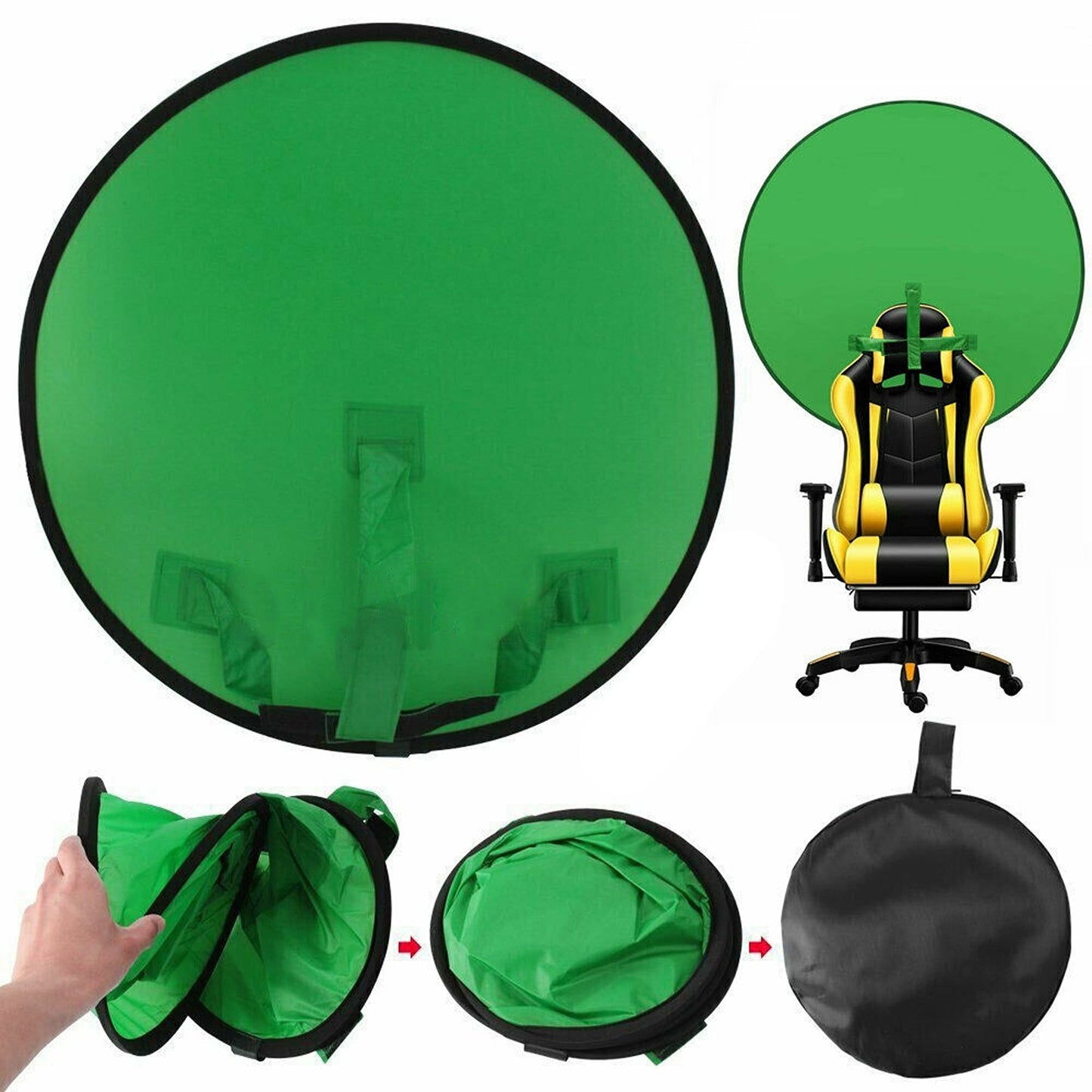 Portable Twitch Streaming Green Screen Large Pop-Up Round Background