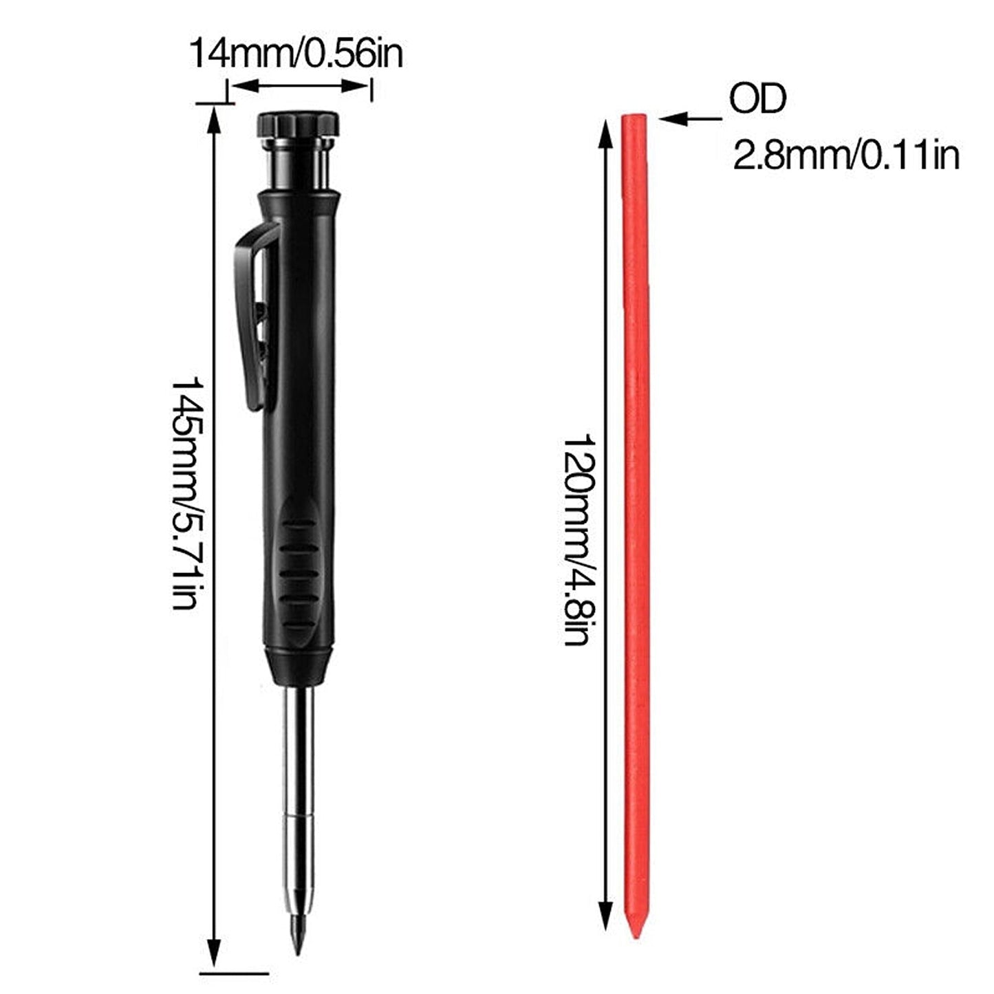 Carpenter Pencil Set with Solid Refill Leads for Woodworking