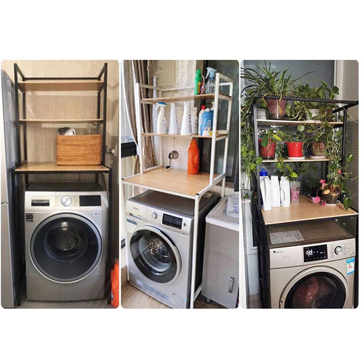 3-Tier Heavy Duty Metal Storage Rack Over Washing Machine Organizer