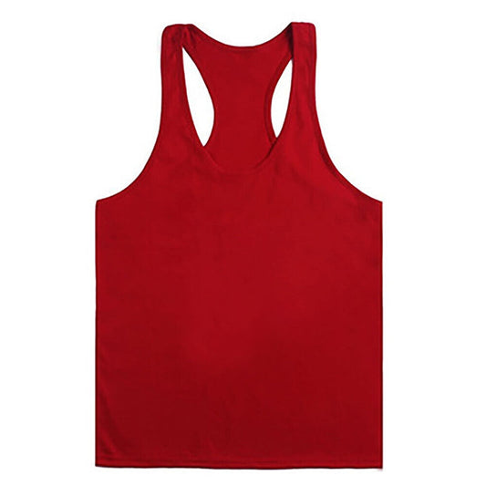 Men’s Cotton Y-Back Bodybuilding Tank Top Red
