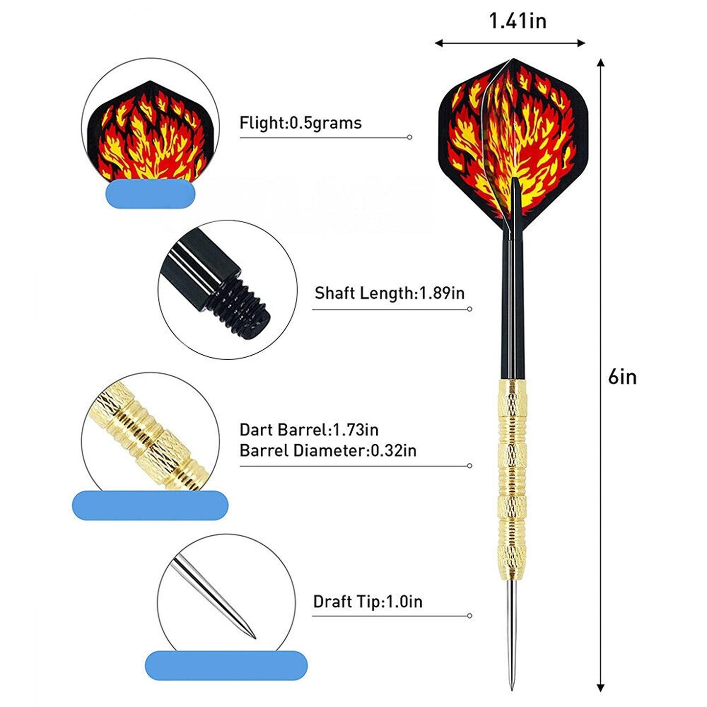 15pcs Precision Stainless Steel Darts Steel Tip with Carving Aluminum Flights