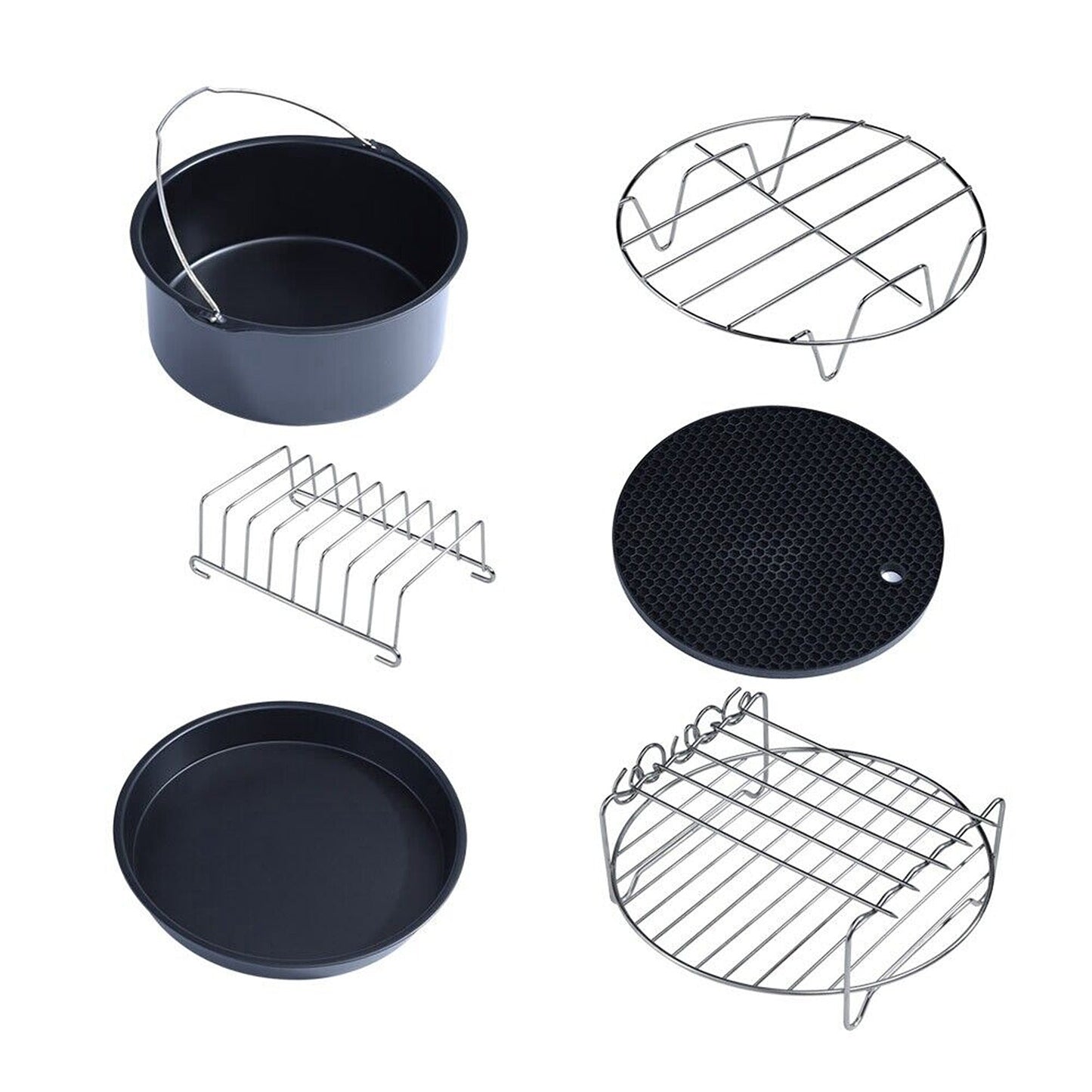 6-in-1 Baking Accessory Set for Air Fryers Baking Pan Rack Cake Pizza