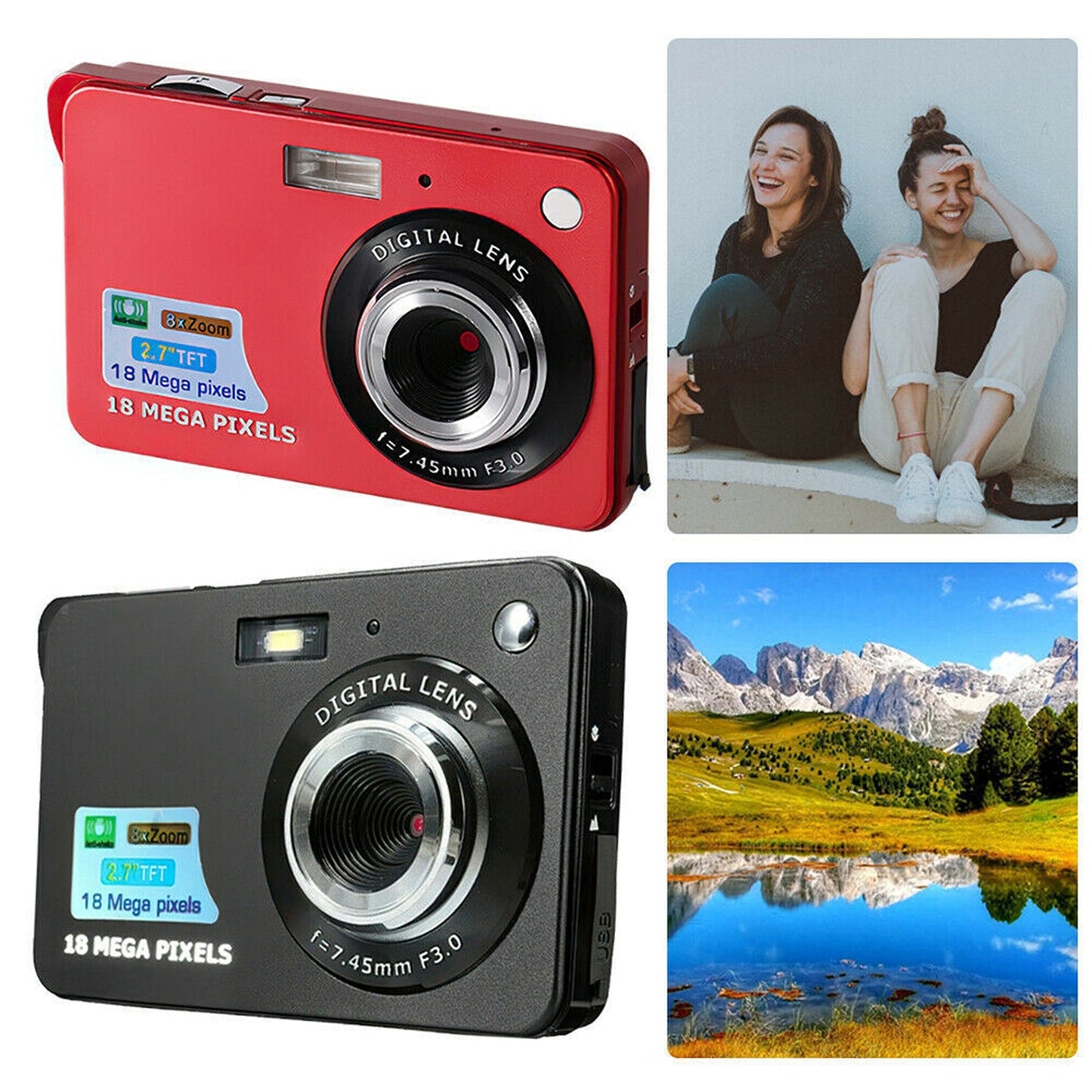 Digital Vlogging Camera with 2.7in TFT LCD Screen 18MP 8x Zoom
