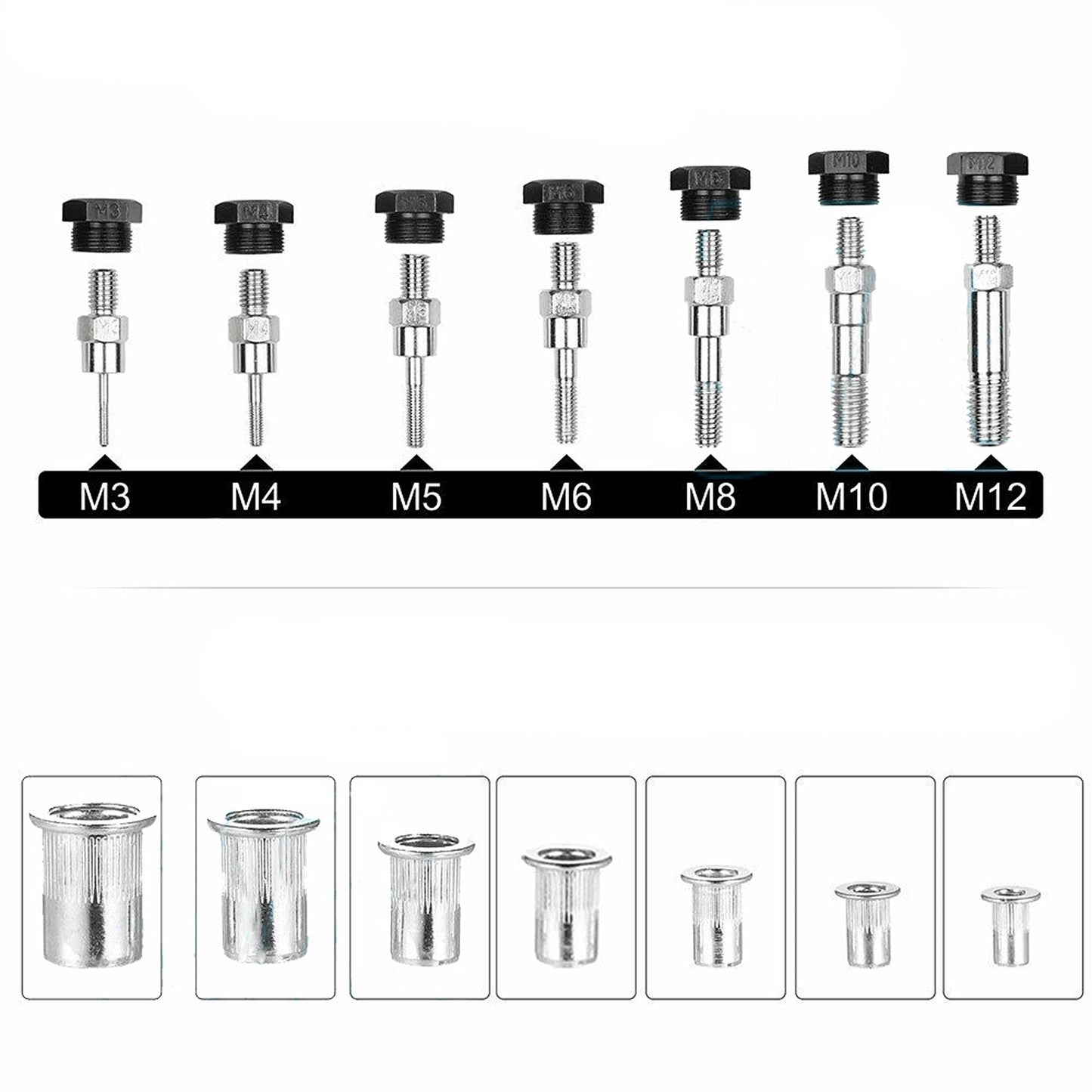 Heavy Duty Nutsert Gun Tool M3-12 Rivet Riveter Nutsert Kit Rivnut