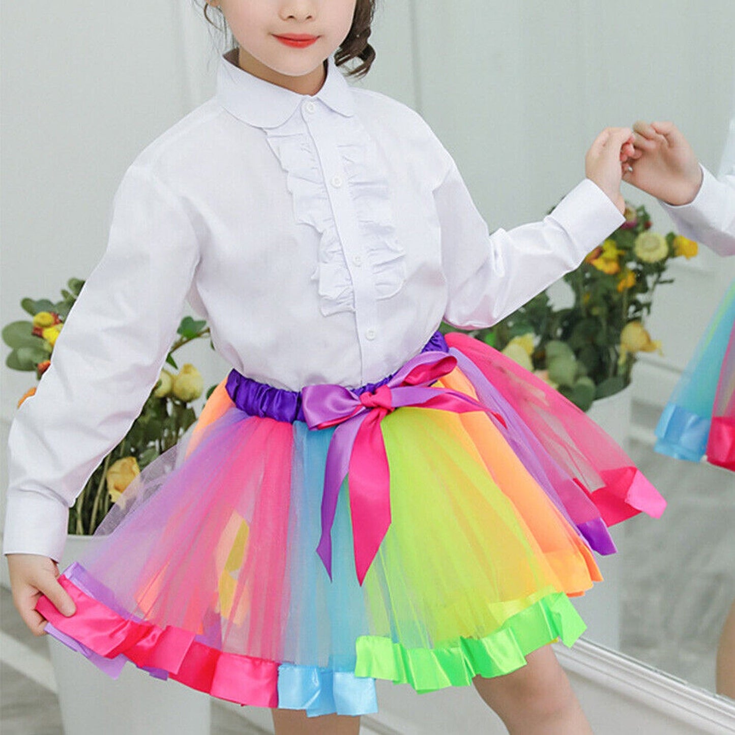 Rainbow Tutu Skirt for Girls Ballet Dance Princess Costume