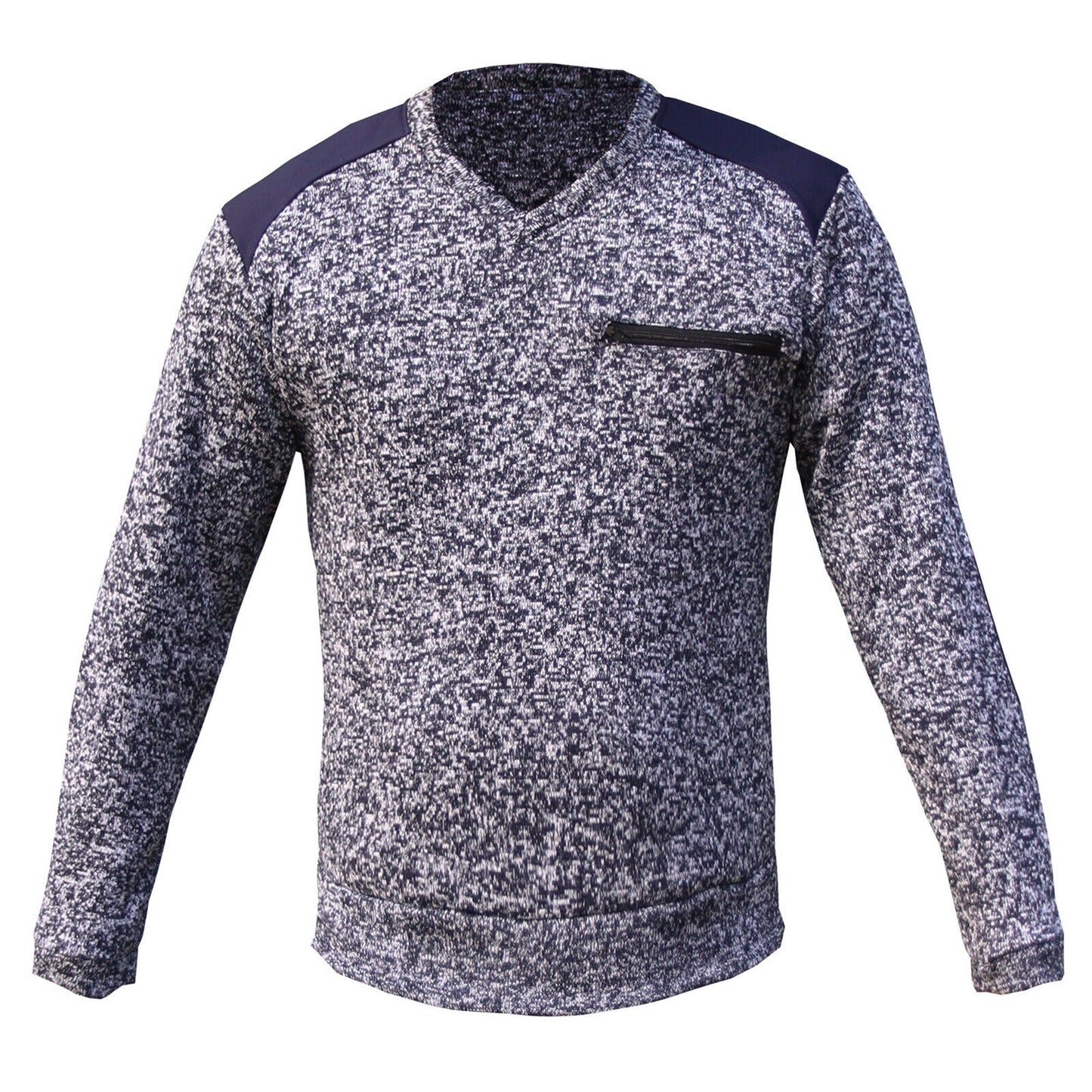 Navy Panel Zip Marble Body Work Jumper with Chest Pocket