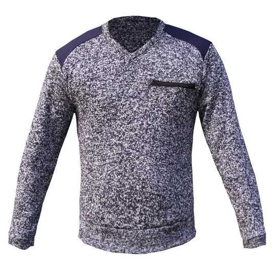 Navy Panel Zip Marble Body Work Jumper with Chest Pocket