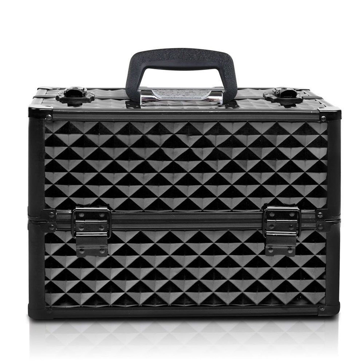 Portable Diamond Pattern Beauty Makeup Cosmetic Case with Carry Strap