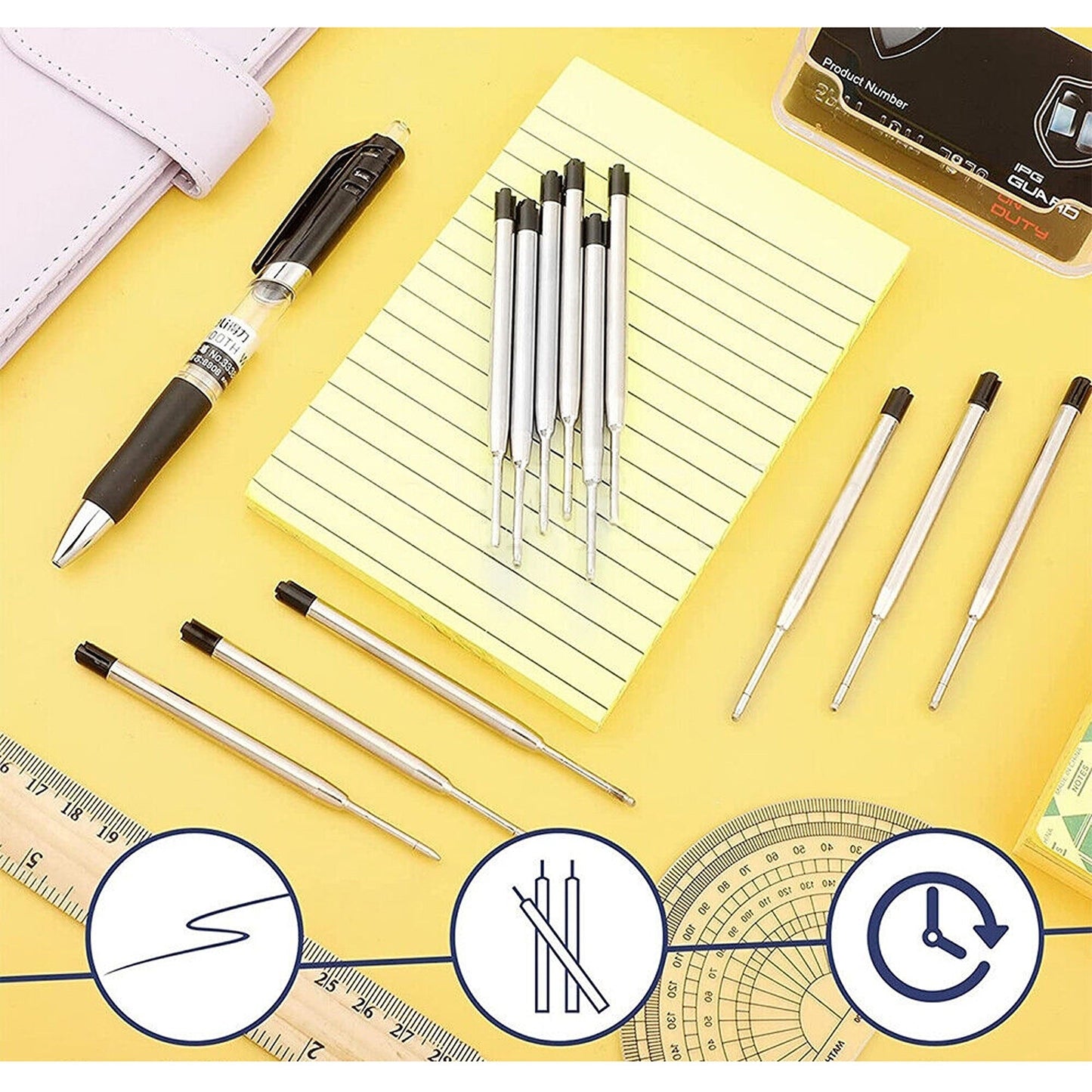 20pcs Refill Ink Cartridges for Parker Pens Black Ballpoint Medium