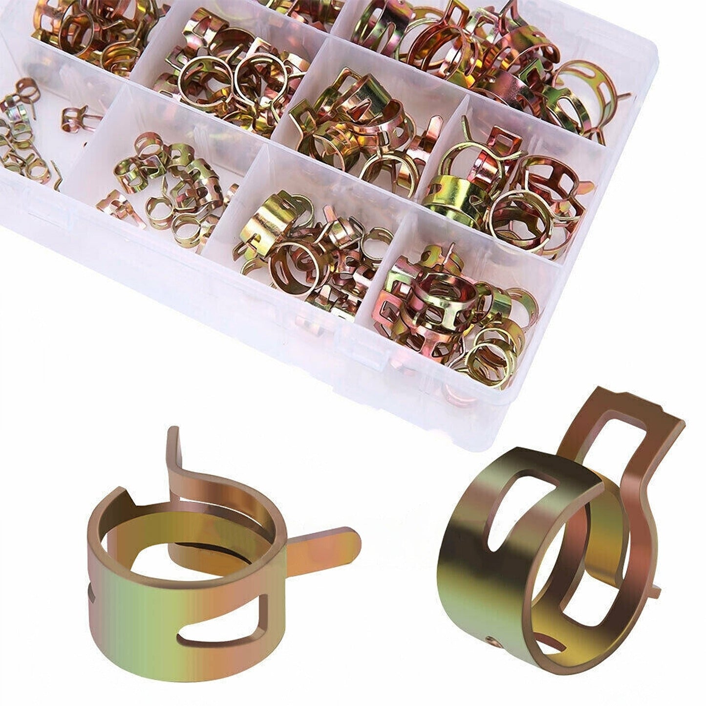 100pcs Adjustable Worm Gear Stainless Hose Clamps Steel Spring Clip 6-22mm