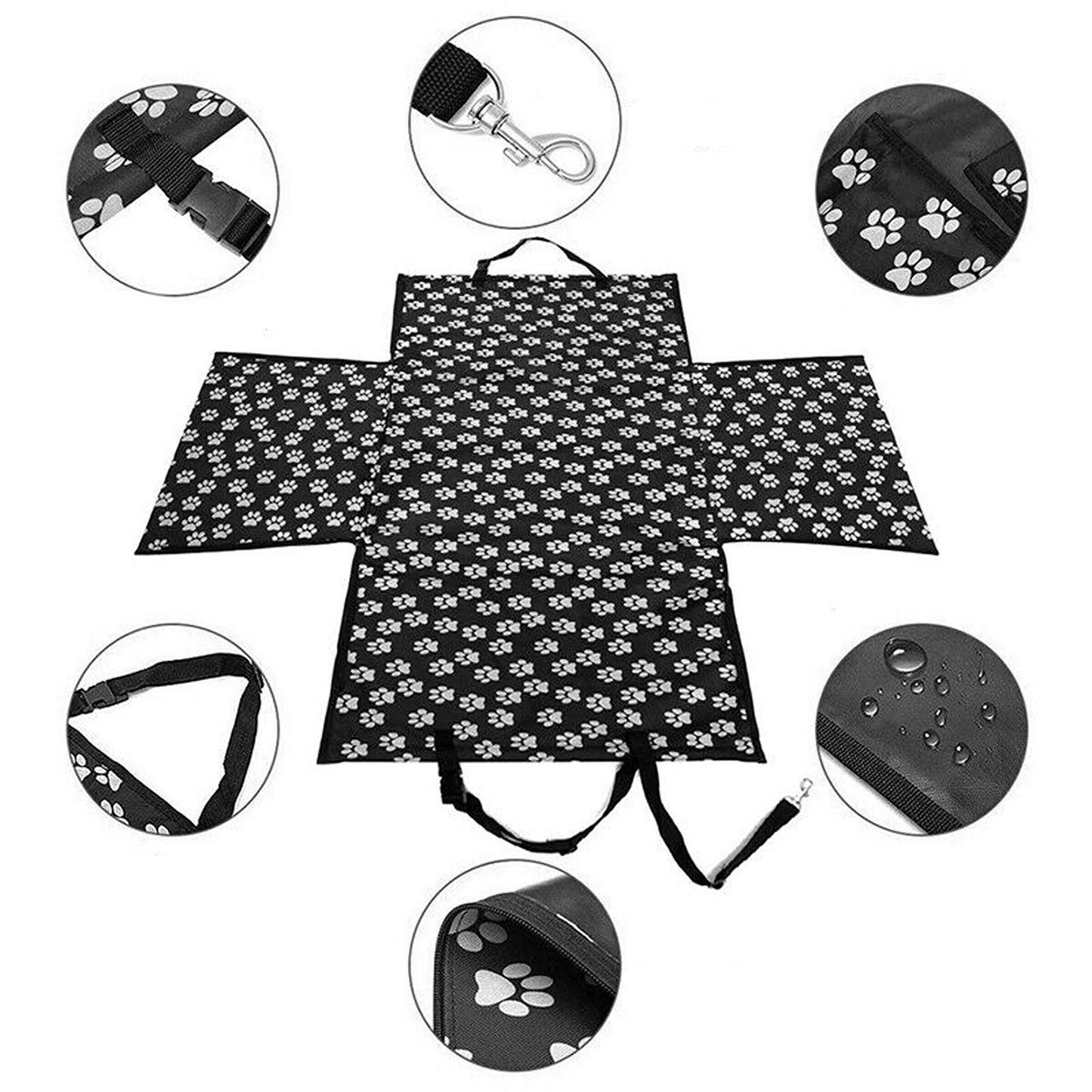 Waterproof Pet Car Seat Cover Non-Slip Hammock Style Protector for Rear Seats