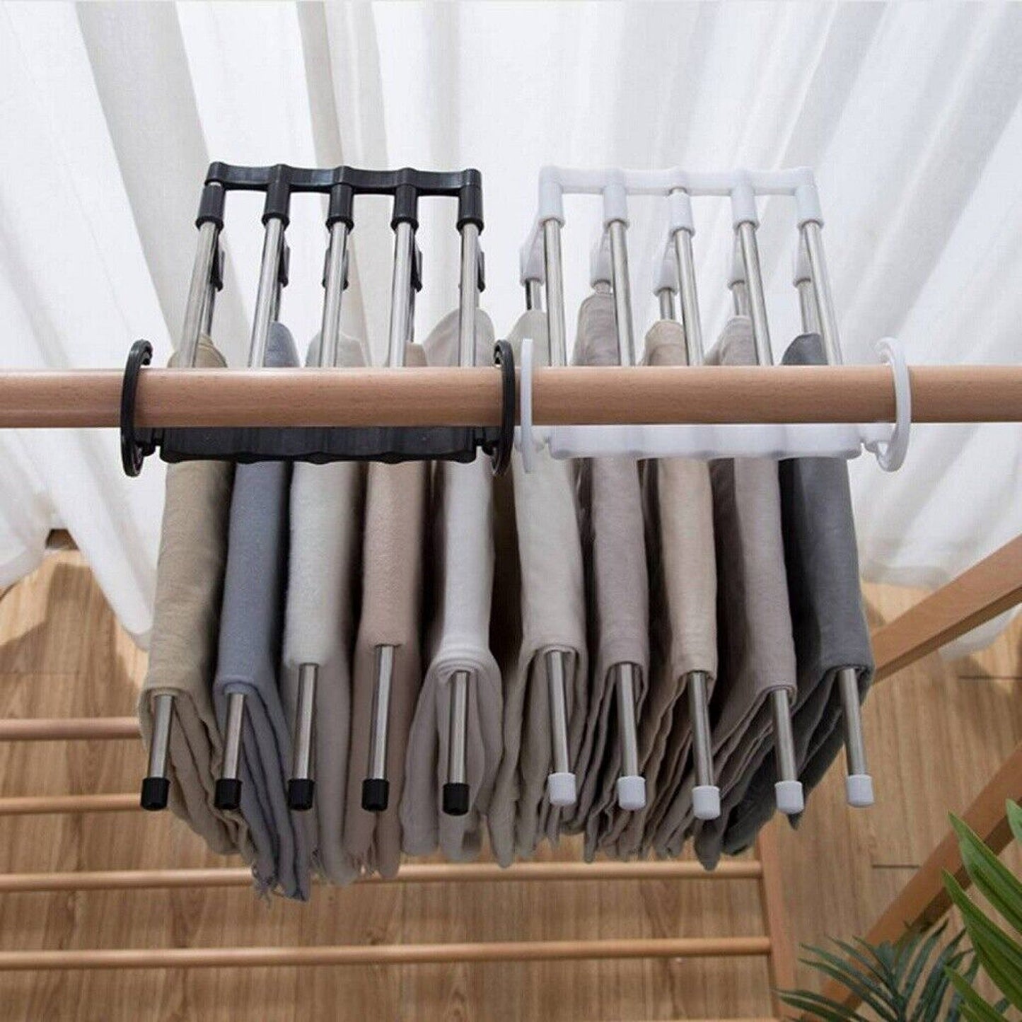4pcs Stainless-Steel Multi-functional Pants Rack Magic Wardrobe Hanger
