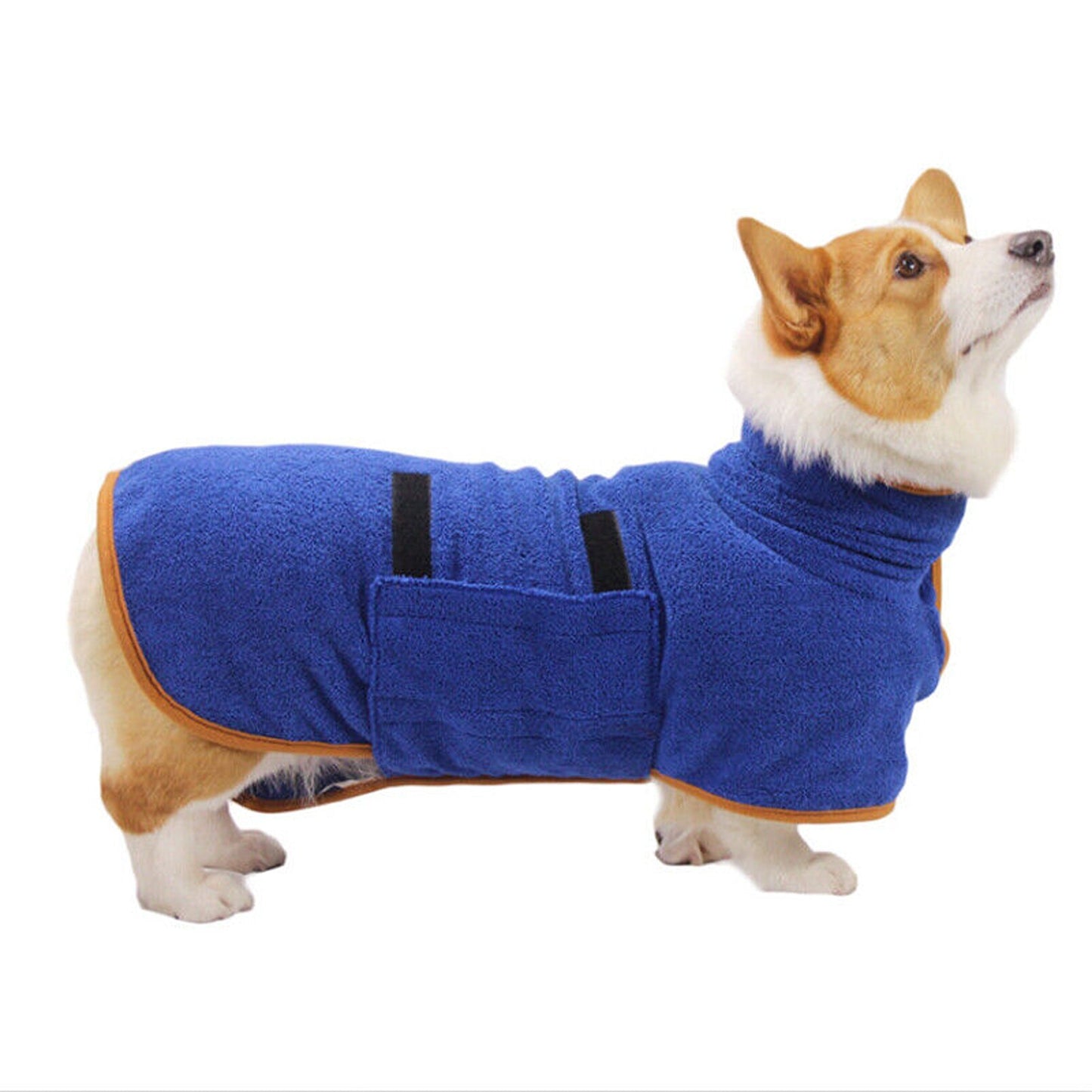 Blue Soft Microfibre Dog Bathrobe Towel Coffee Drying Robe for Pets