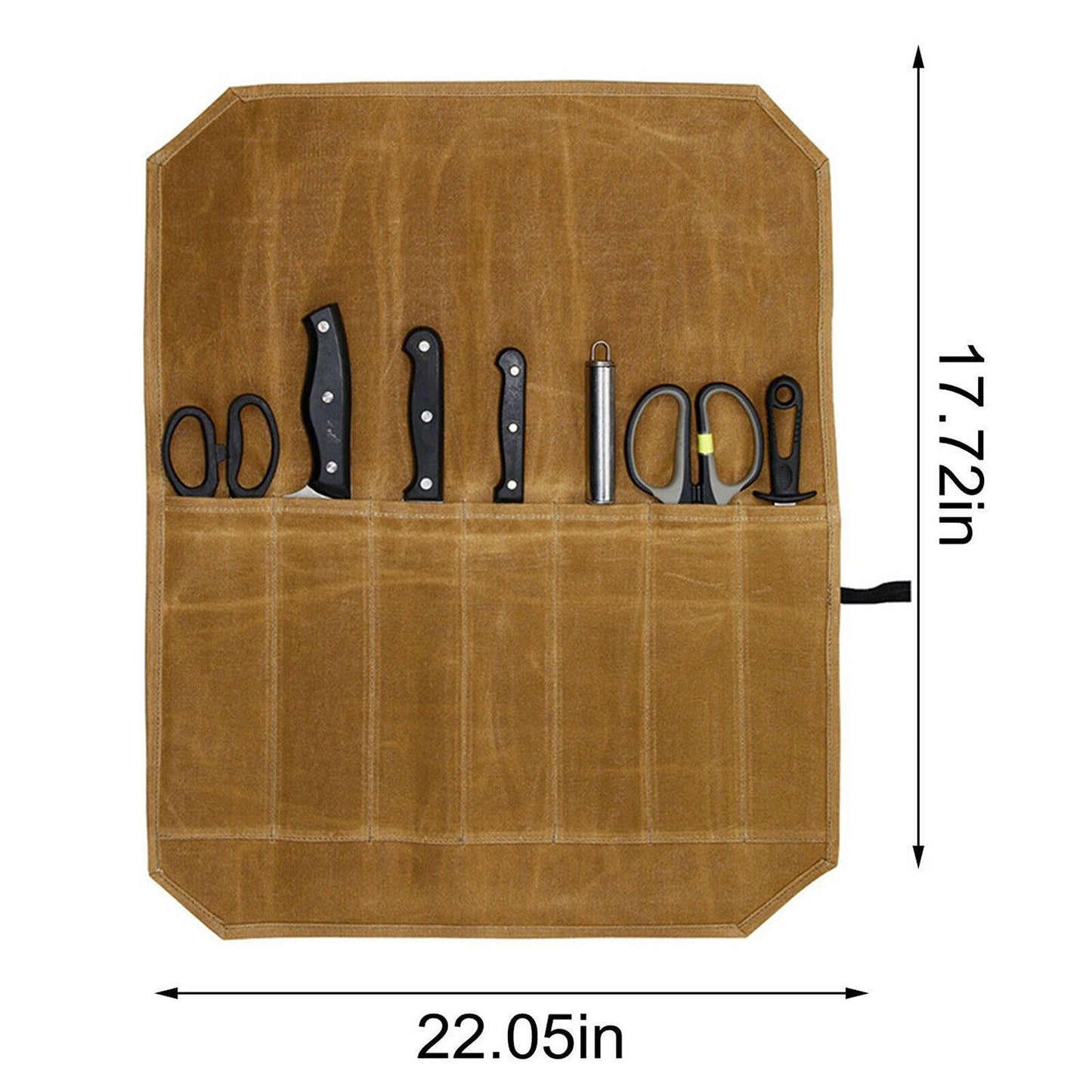 Waxed Canvas Chef Knife Roll Bag 7 Slot Storage Case