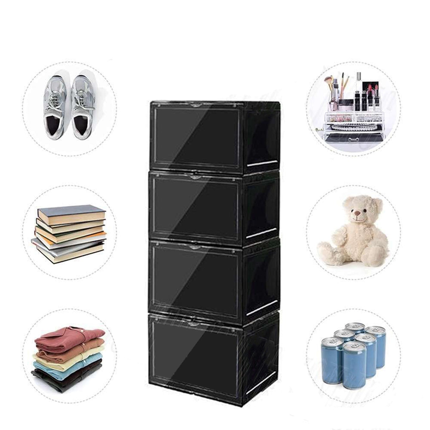 Black Acrylic Stackable Boxes for Premium Sneaker Display and Storage