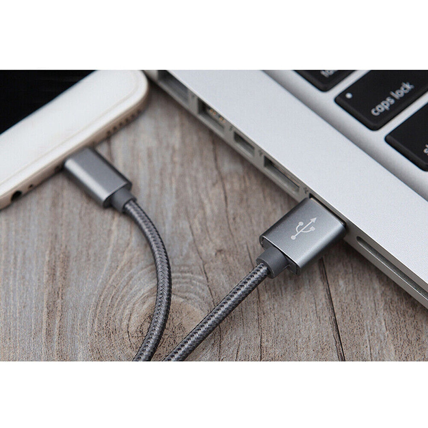 Black Fast Charging Nylon Micro USB Cable for iOS iPhone
