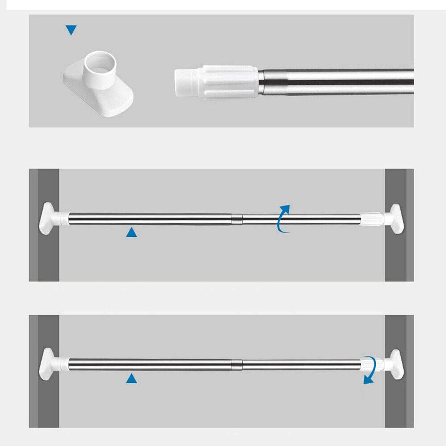 Adjustable Tension Curtain Rod Extendable for Showers and Closets