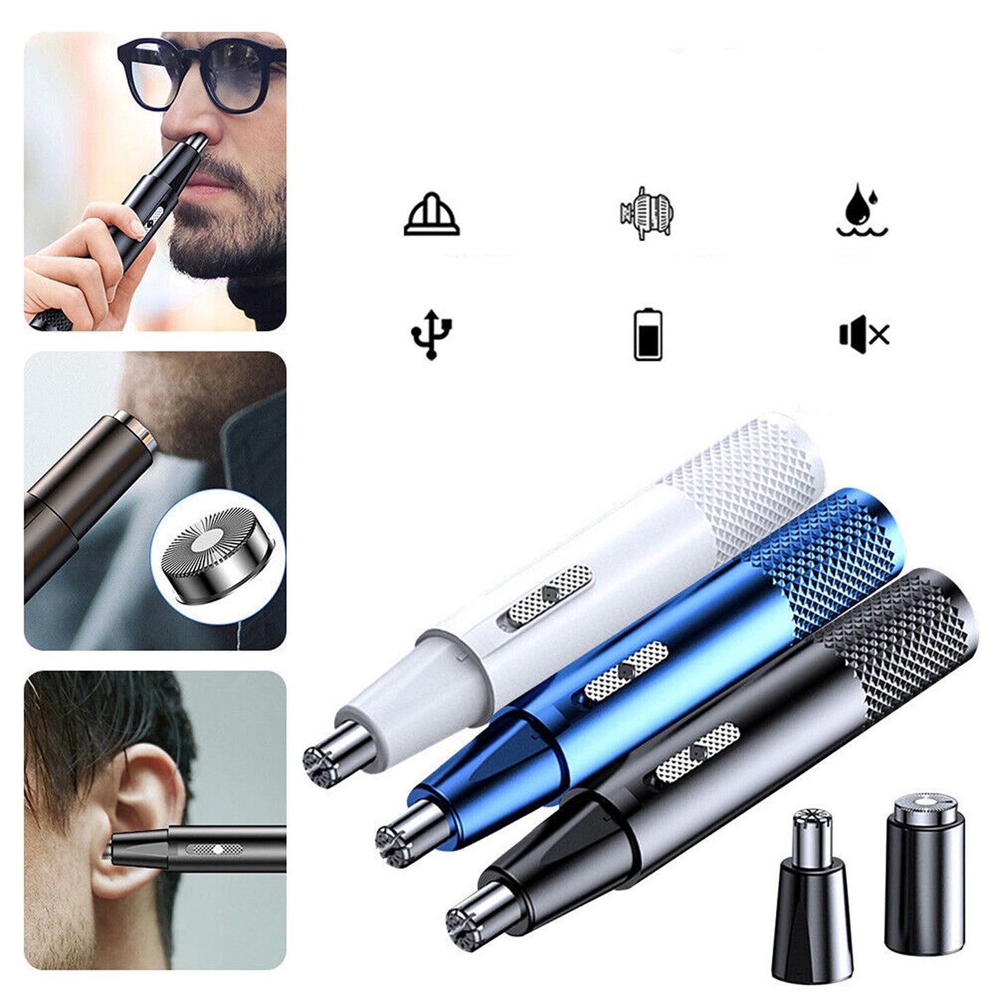 Electric Nose Ear Hair Trimmer with Eyebrow Clipper Rechargeable