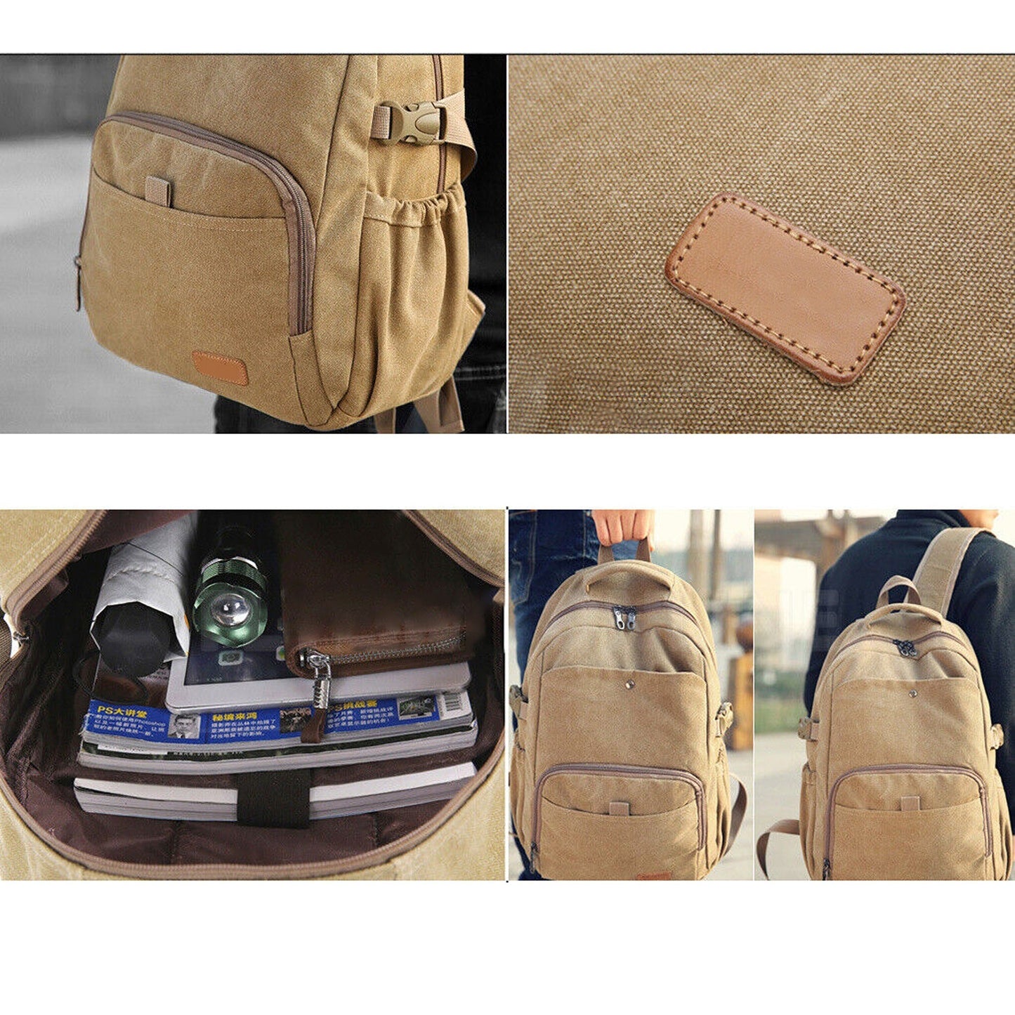 Unisex Vintage Canvas Backpack for Laptops Rucksack for School and Travel