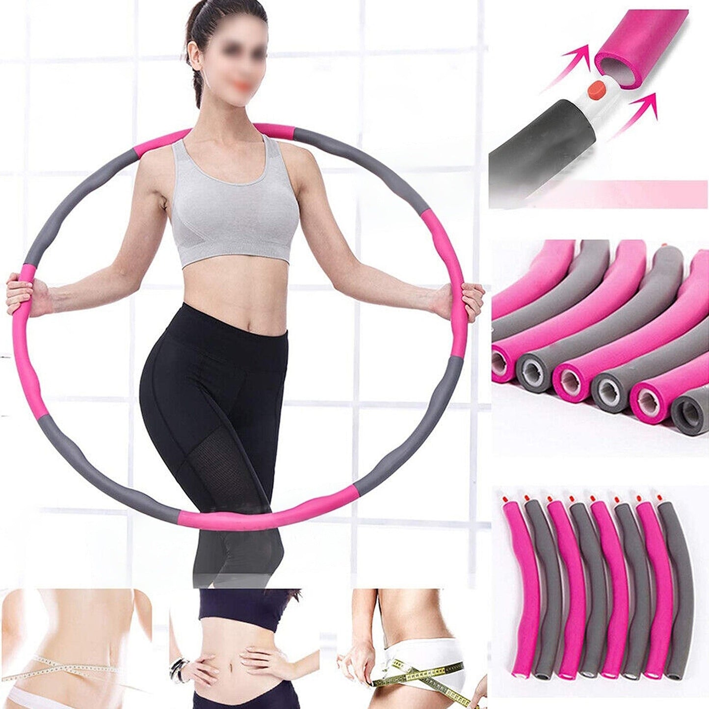 Weighted Foam Padded Fitness Hula Hoop Body Massage Exercise Hoola