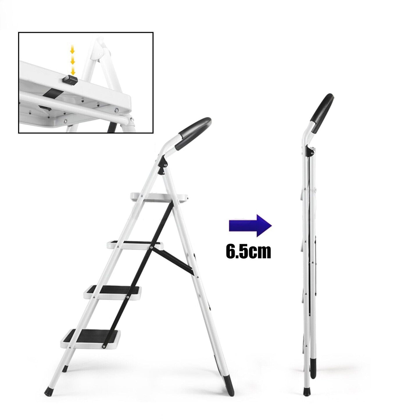 Foldable Non Slip Multi Purpose Steel Step Ladder for Household Office