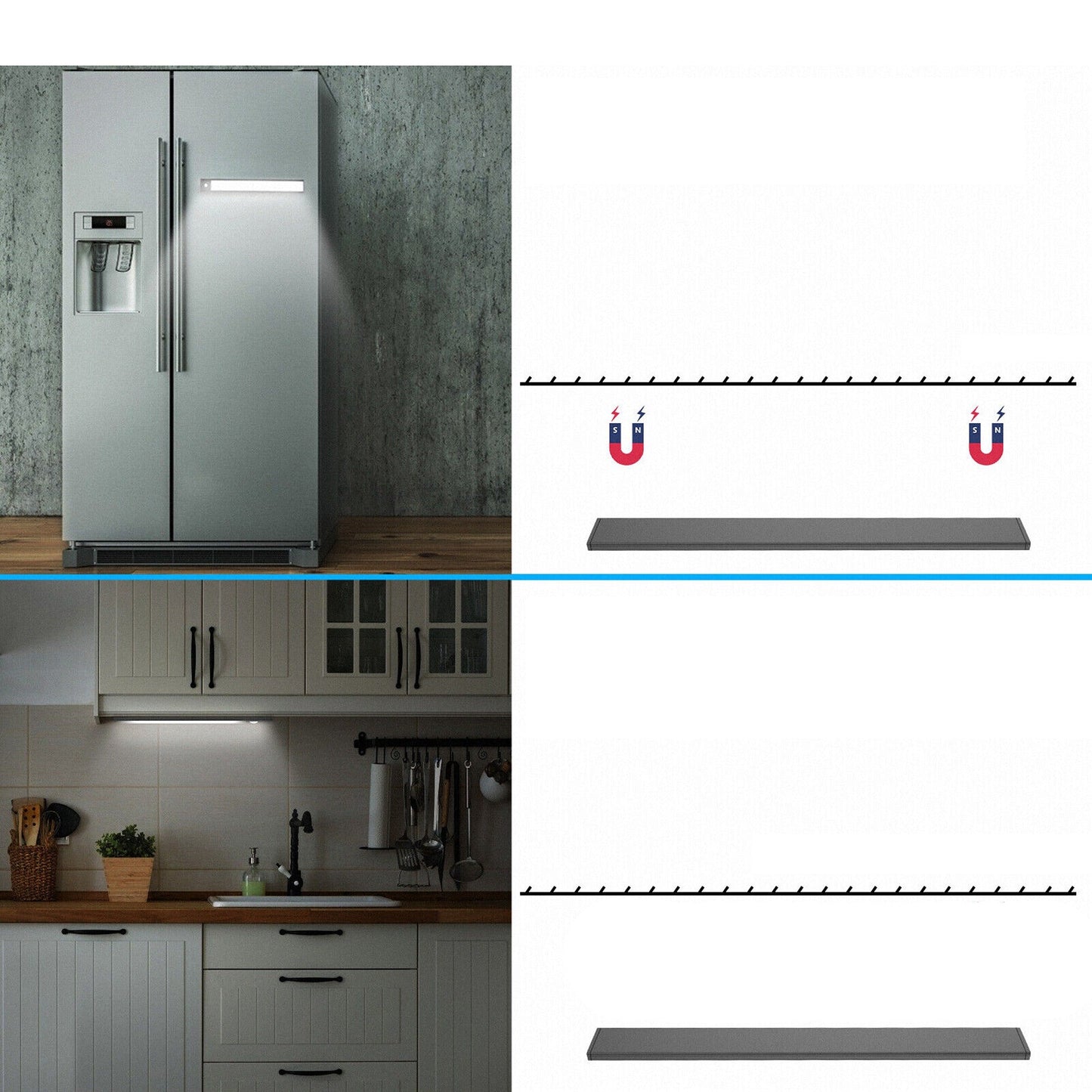 30cm Magnetic LED Under Cabinet Light with Motion Sensor Dimmable