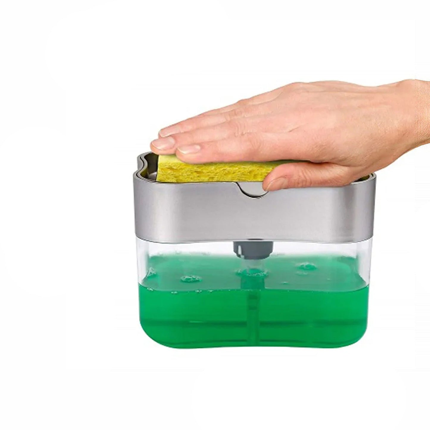2-in-1 Soap Pump Dispenser with Sponge Holder for Kitchen Sink Cleaning